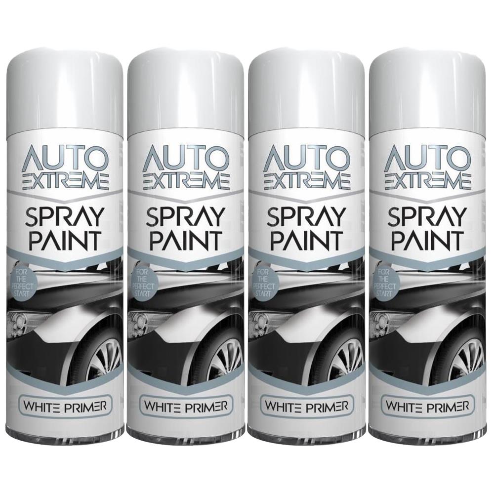 4X White Primer Spray Paint Aerosol Auto Car Van Bike Restore Metal