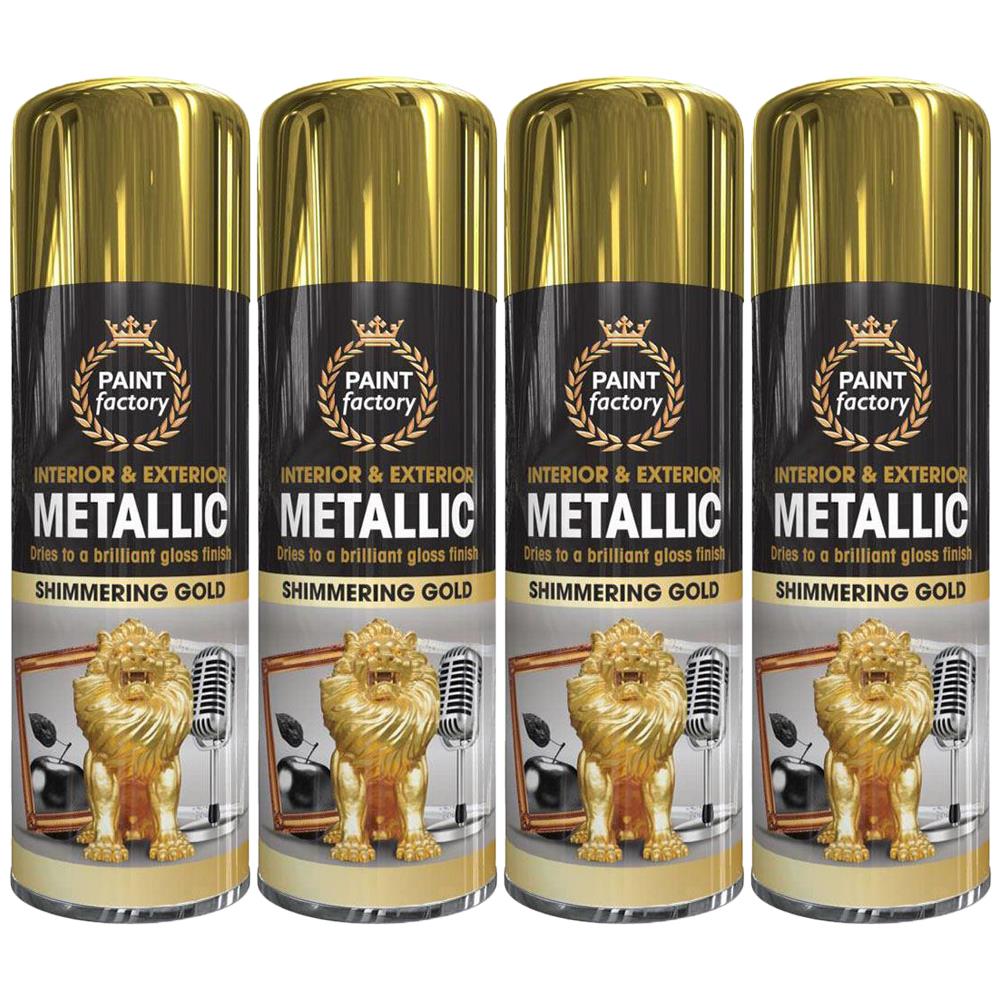 4X Gold Metallic Spray Paint Aerosol Auto Matt Gloss Wood Metal 400ml