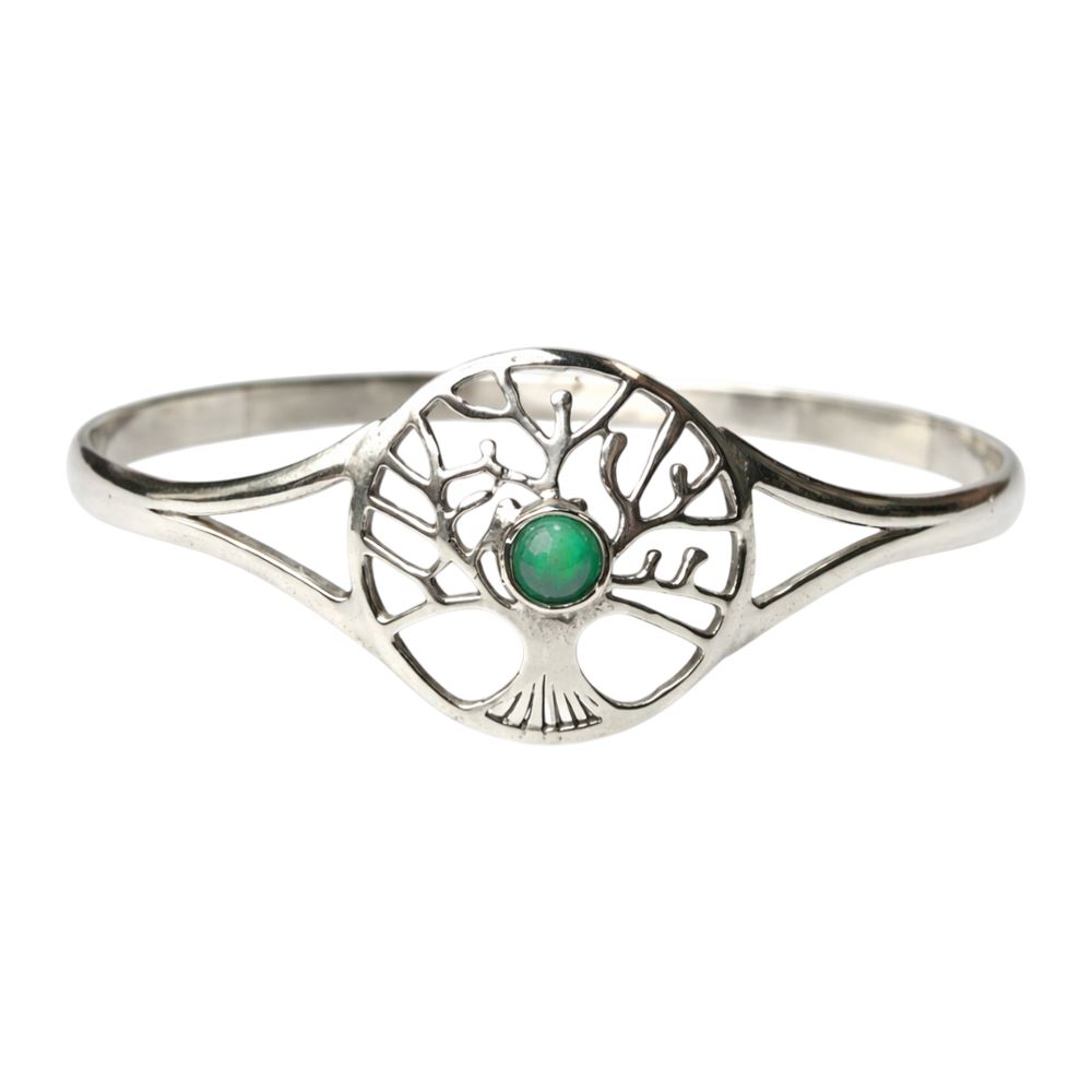 Silver-Plated Adjustable Tree of Life Cuff Bangle