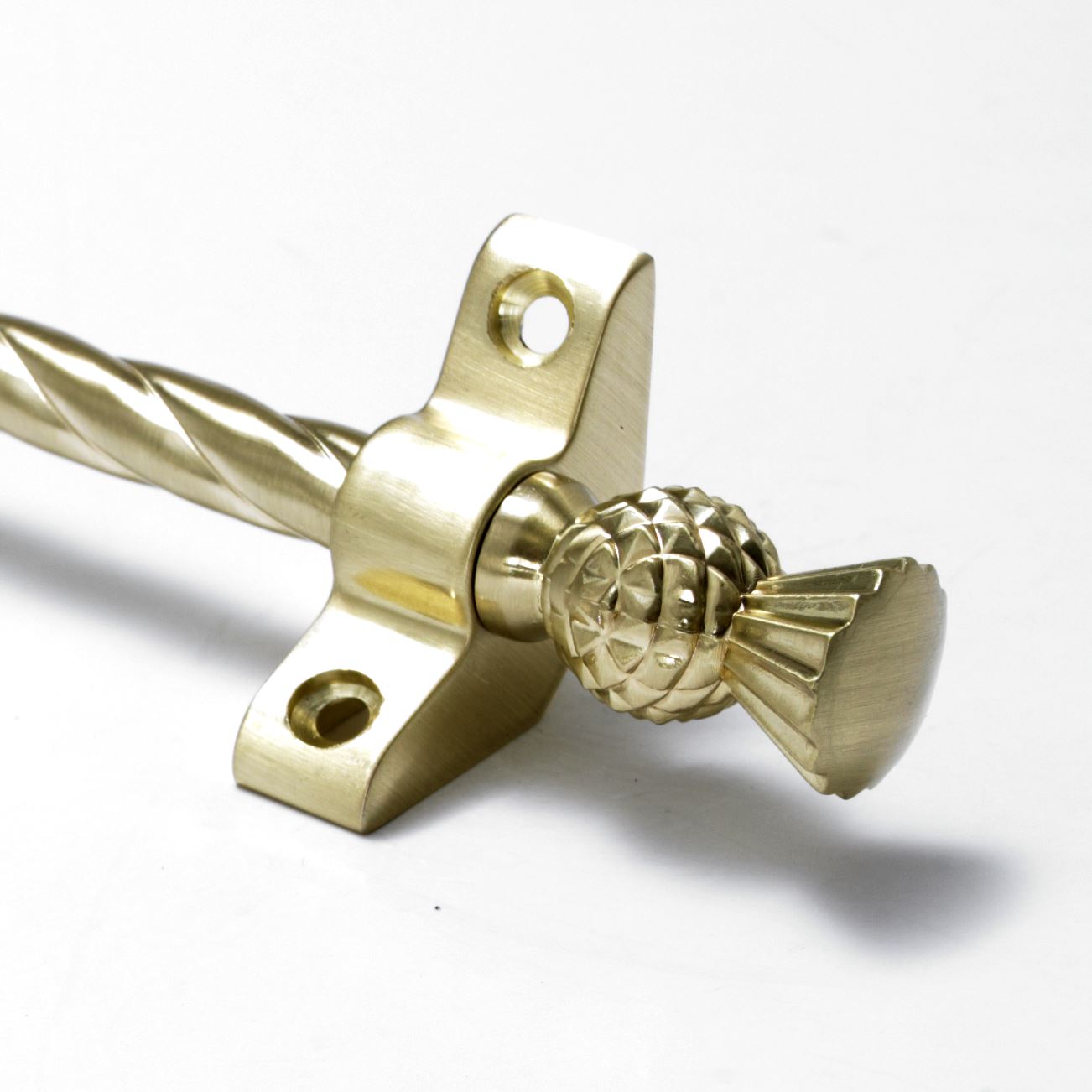 Satin Brass Stair Rods 3/8" x 28.5" Candy Twist Thistle Finial eBay