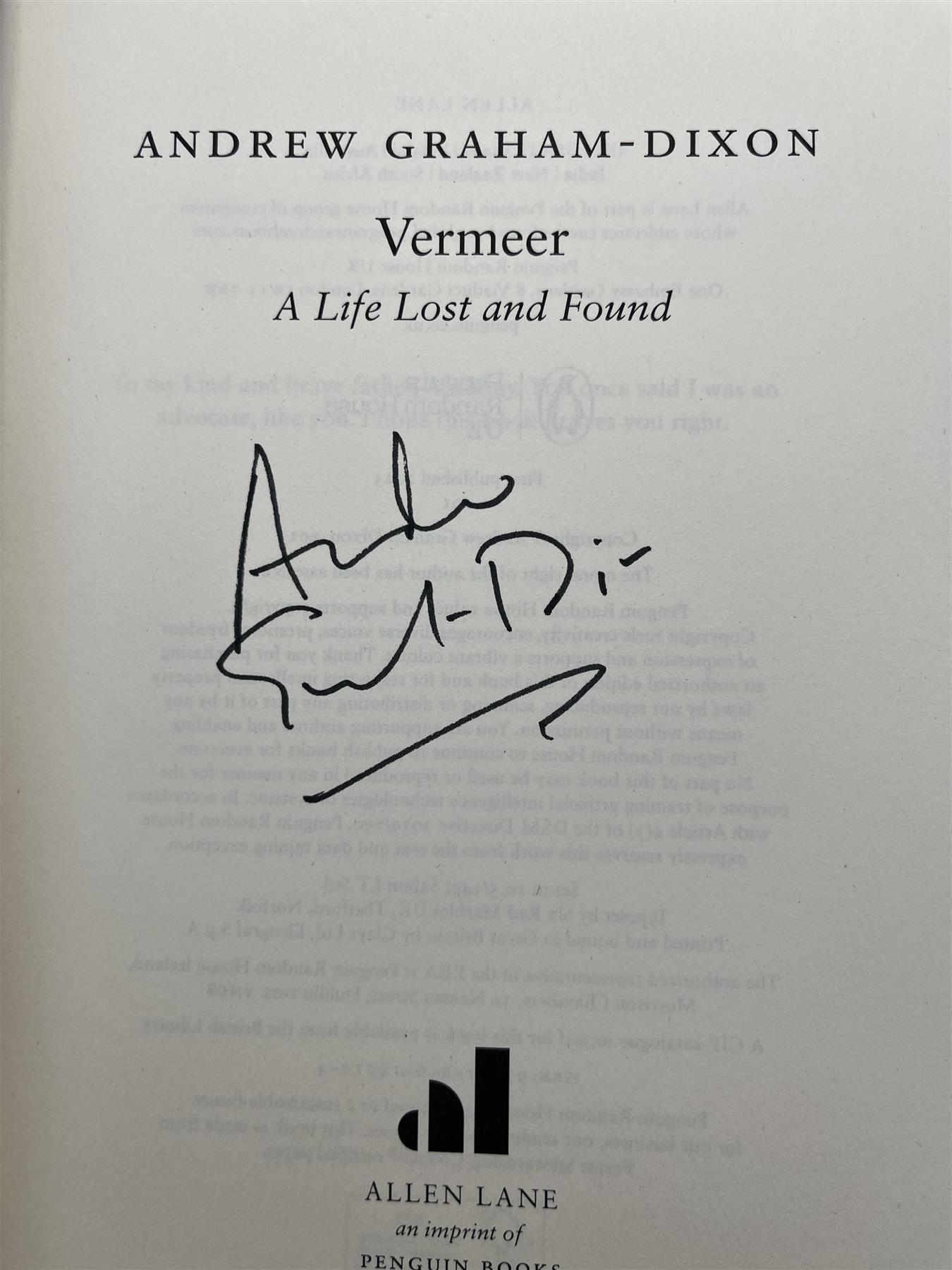 Signed Book - Vermeer by Andrew Graham Dixon First Edition 1st