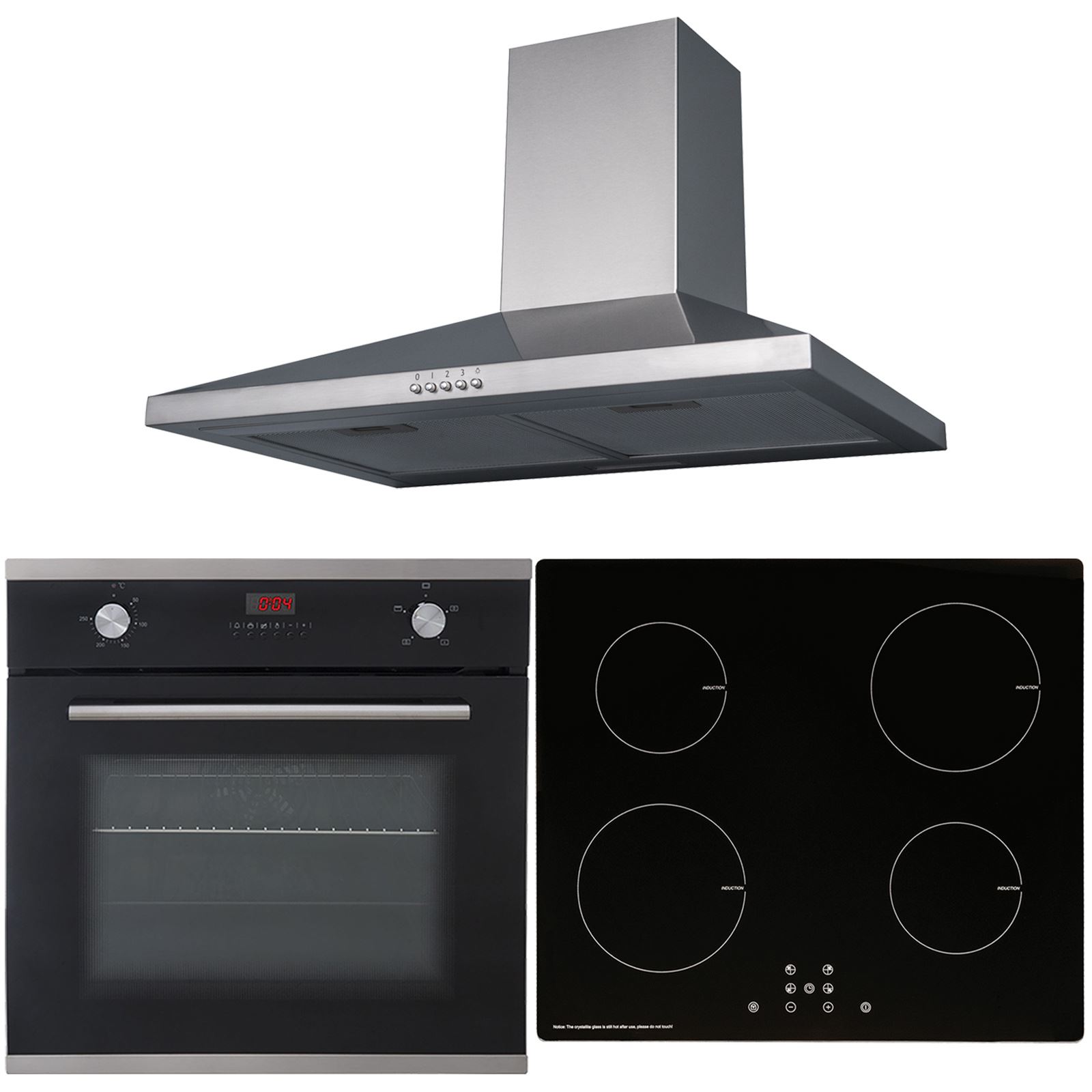 SIA 60cm Black Fan Oven, Touch Control Induction Hob & Stainless Steel