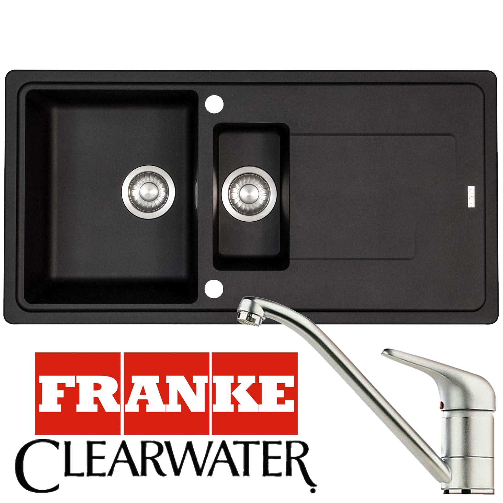 Franke Gemini 1.5 Bowl Stone Grey Kitchen Sink And Clearwater Creta Mixer Tap