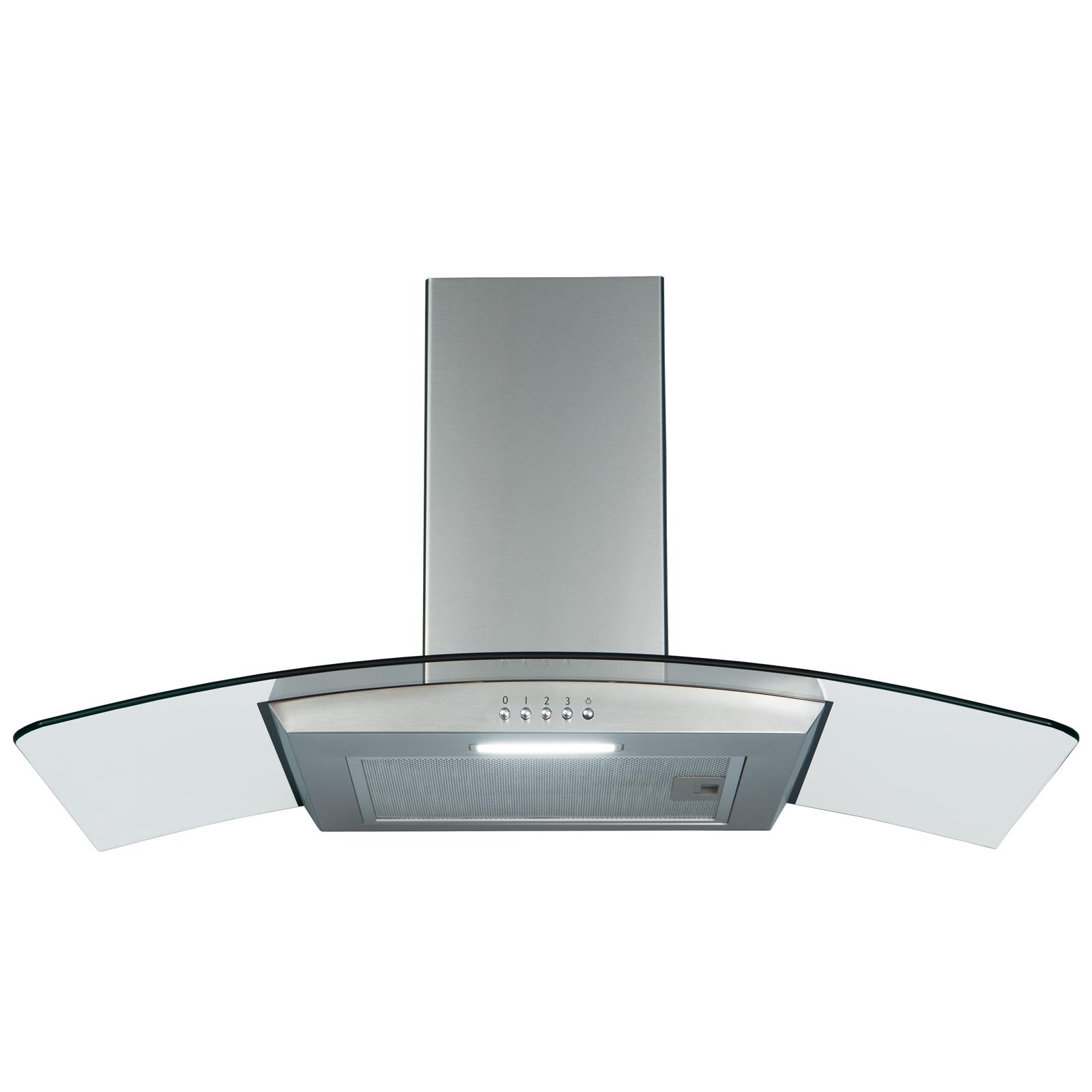SIA CGH100SS 100cm Stainless Steel Curved Glass Cooker Hood Extractor