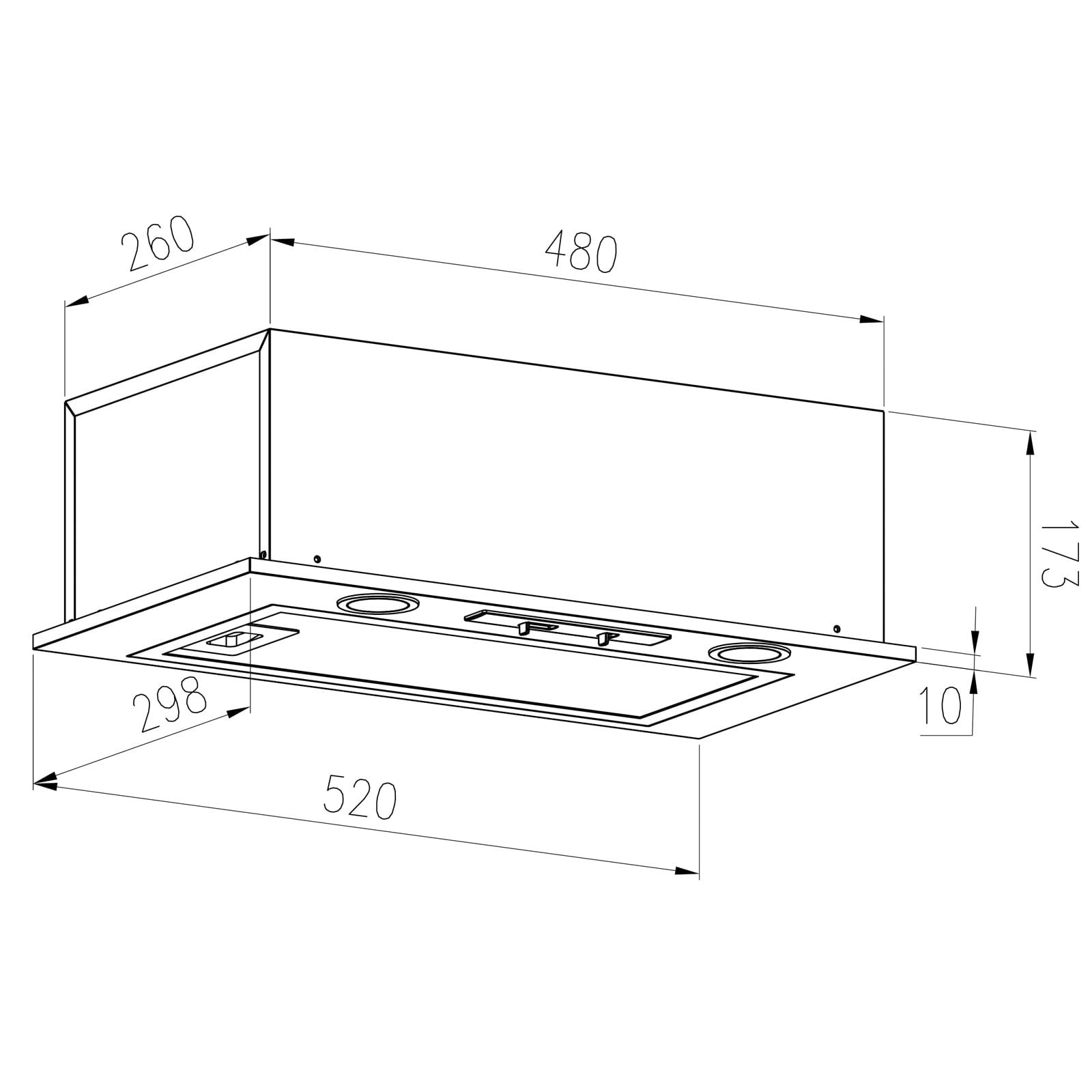 SIA UC52SI 52cm Built In Cupboard Kitchen Canopy Cooker Hood Extractor