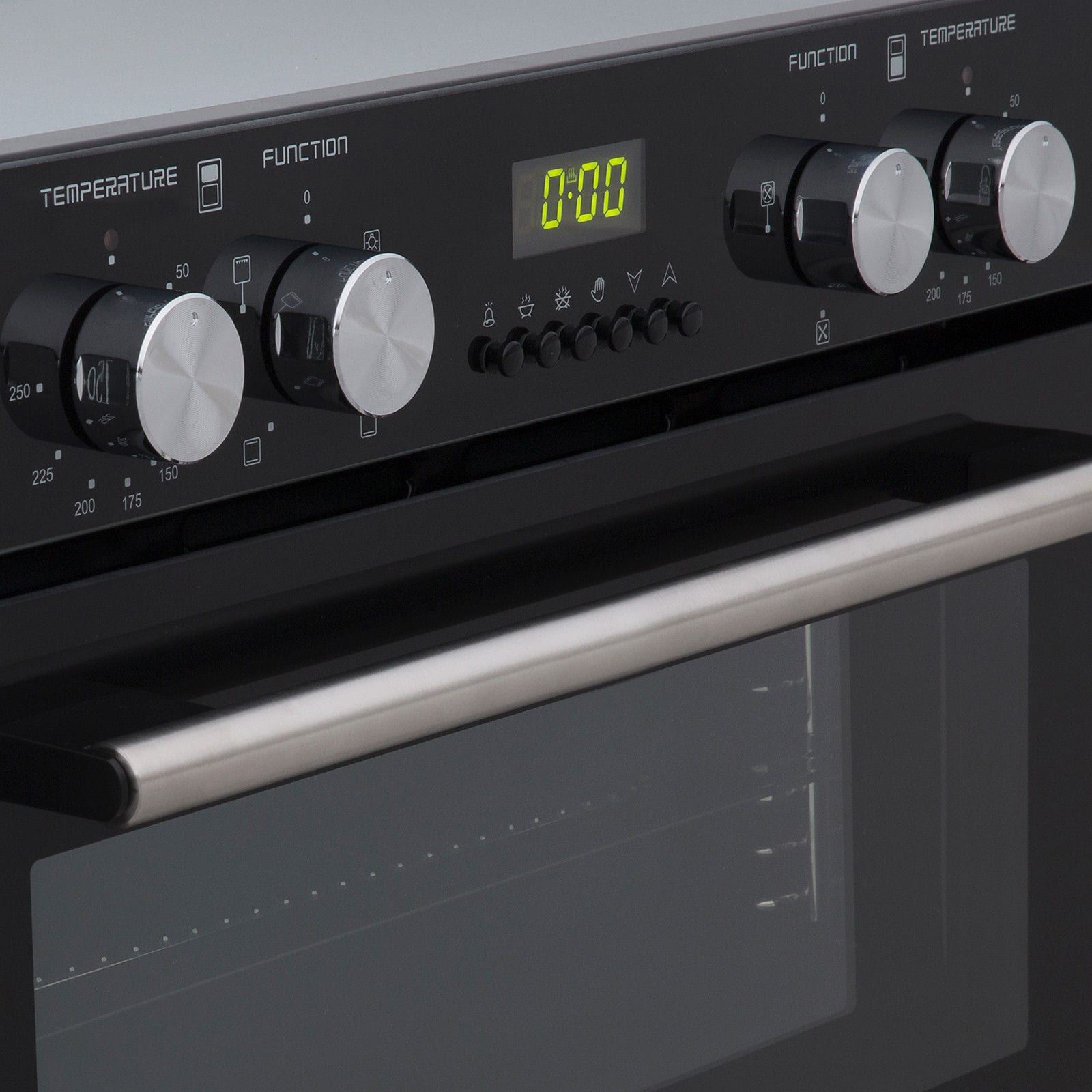 SIA 60cm Built Under Double Electric Oven, 70cm Black Gas Hob