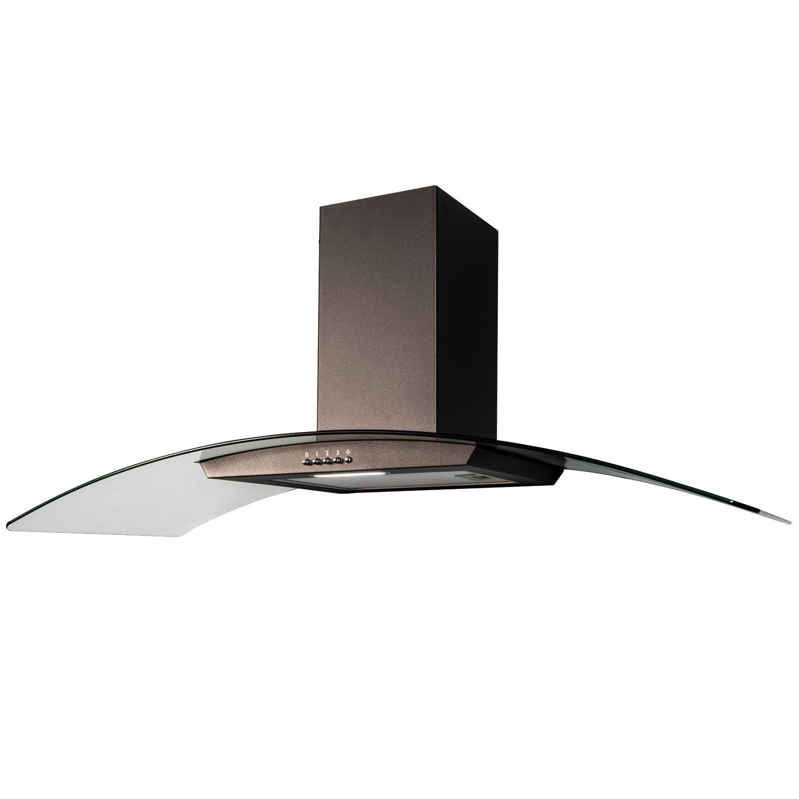 SIA CGH100BL 100cm Black Curved Glass Chimney Cooker Hood Kitchen