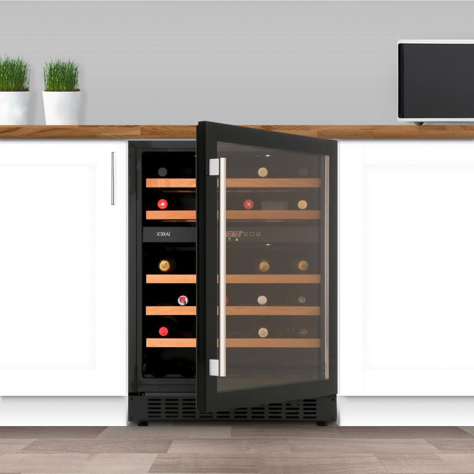CDA FWC604BL 60cm Black Free Standing Under Counter LED 46 Bottle Wine
