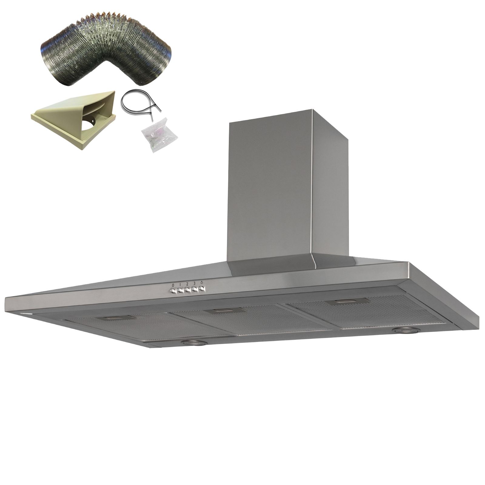 SIA CHL100SS 100cm Stainless Steel Chimney Cooker Hood Extractor And 3m