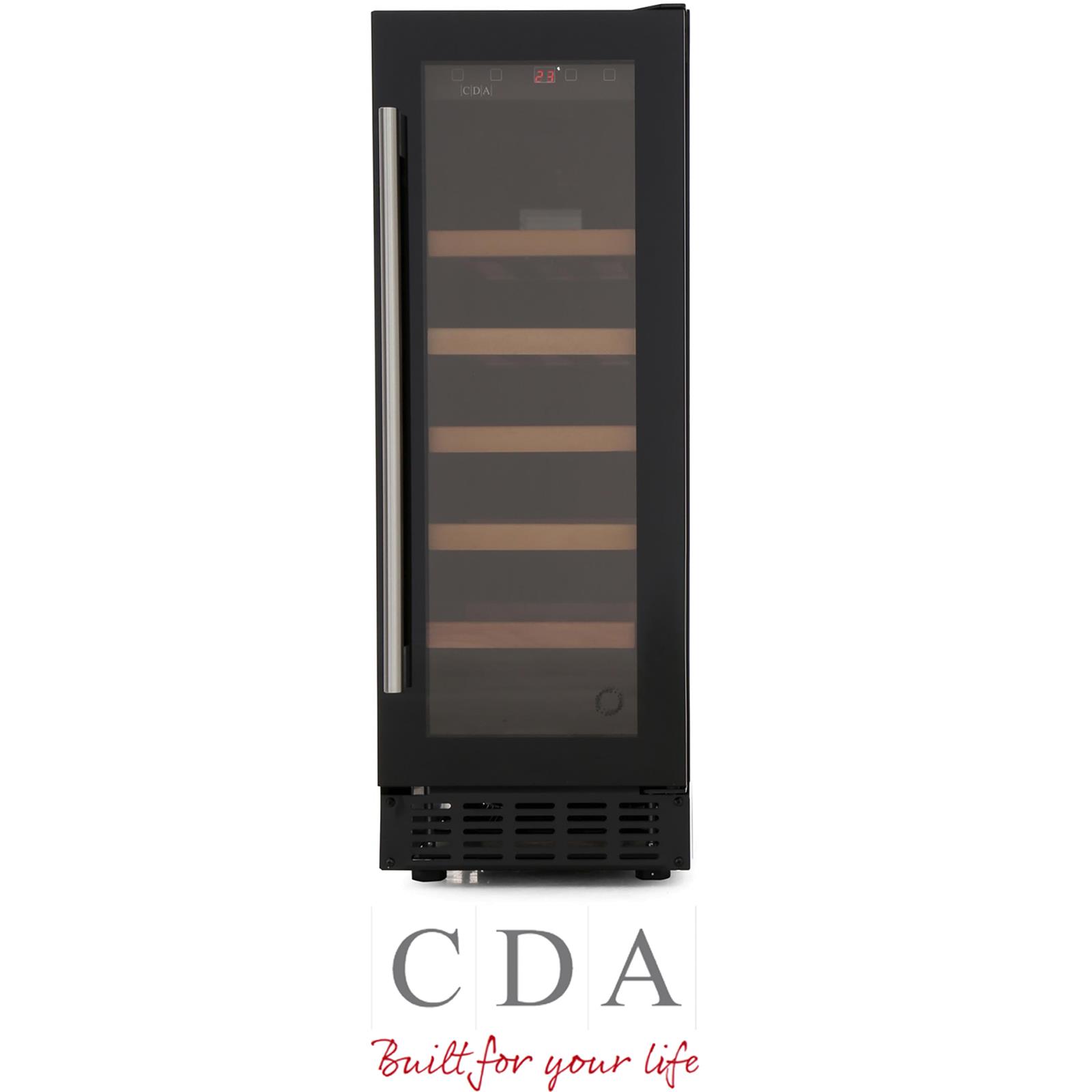 CDA FWC304BL 30cm Black Free Standing Under Counter LED 20 Bottle Wine