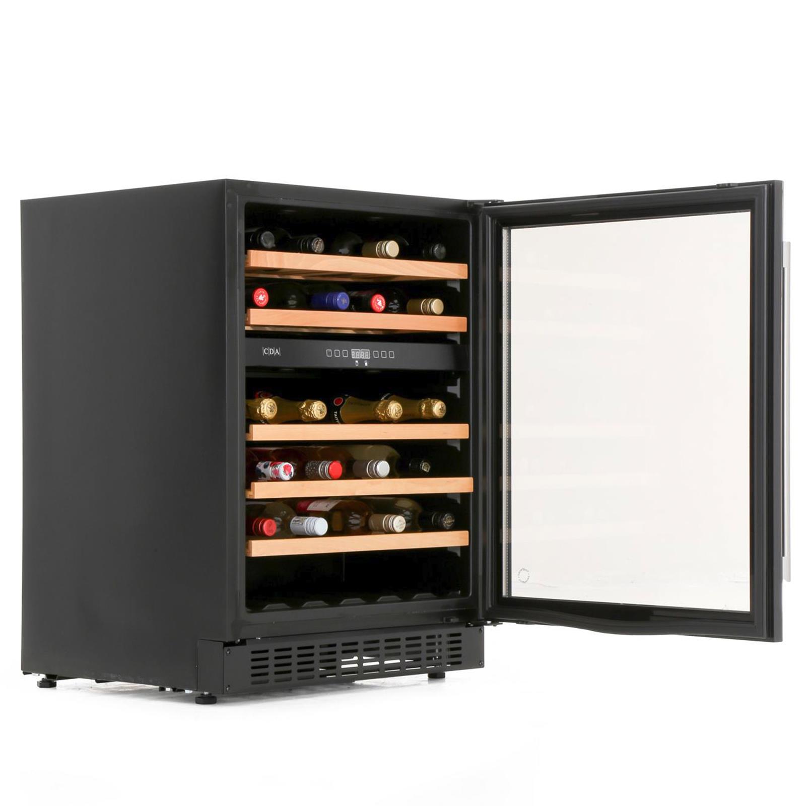 CDA FWC604BL 60cm Black Free Standing Under Counter LED 46 Bottle Wine