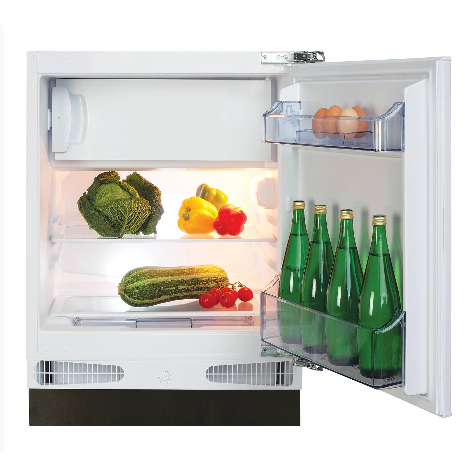 CDA FW253 60cm 120L White Integrated Under Counter Fridge And Ice Box