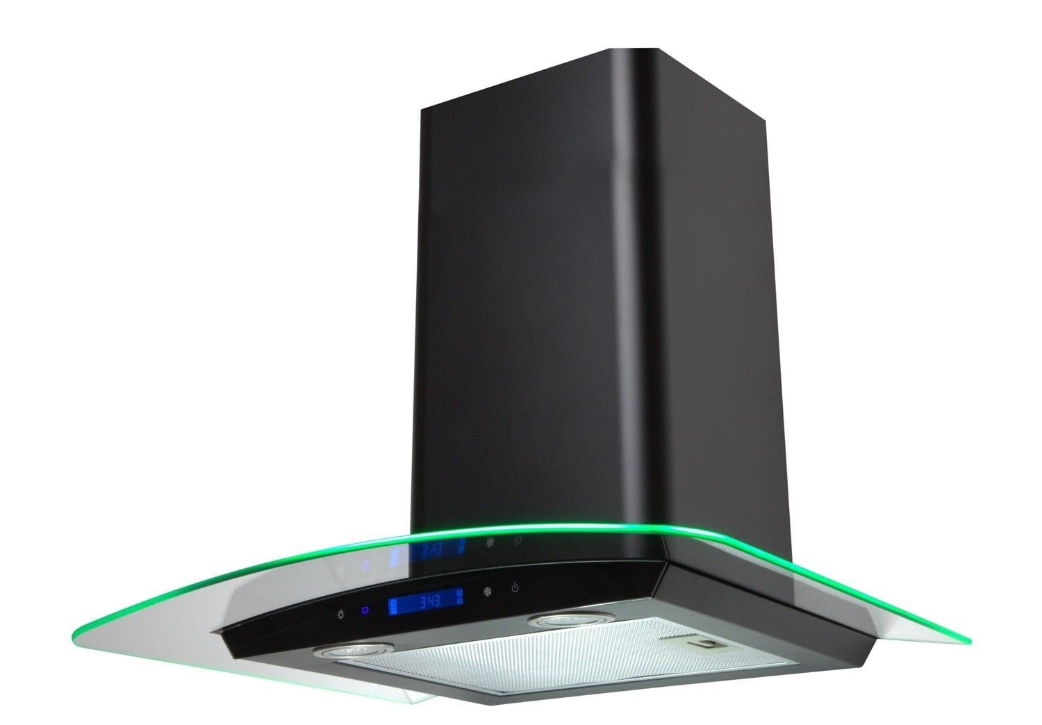 SIA 60cm Black Touch Control LED Edge Lit Curved Glass Cooker Hood