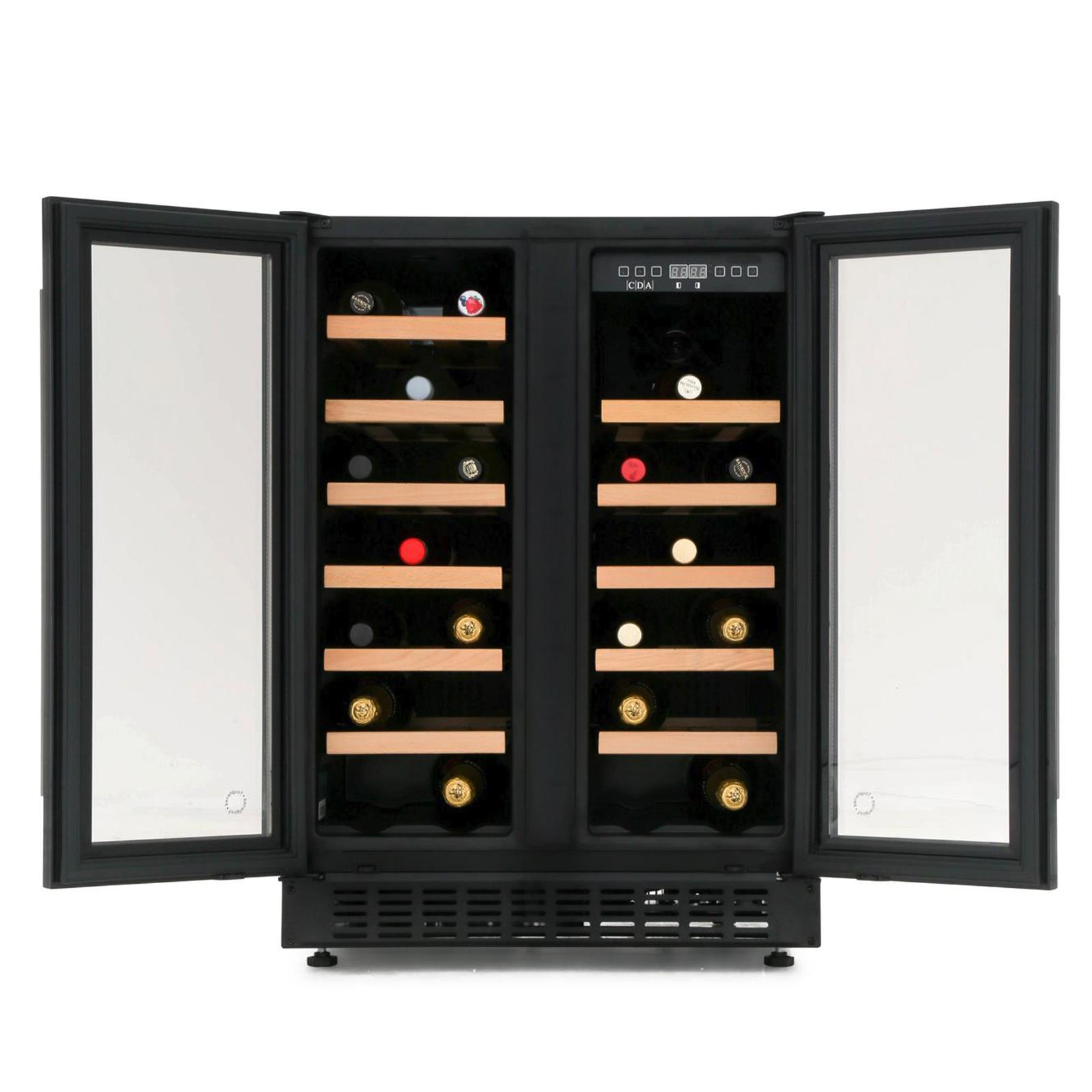 CDA FWC624BL 60cm Black Free Standing Under Counter LED 38 Bottle Wine