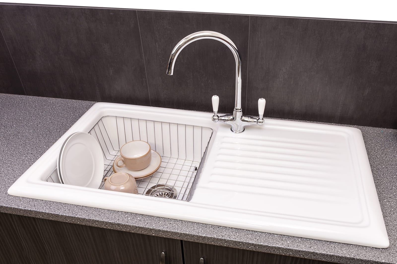 Reginox RL304CW 1.0 Bowl White Gloss Ceramic Reversible Kitchen Sink