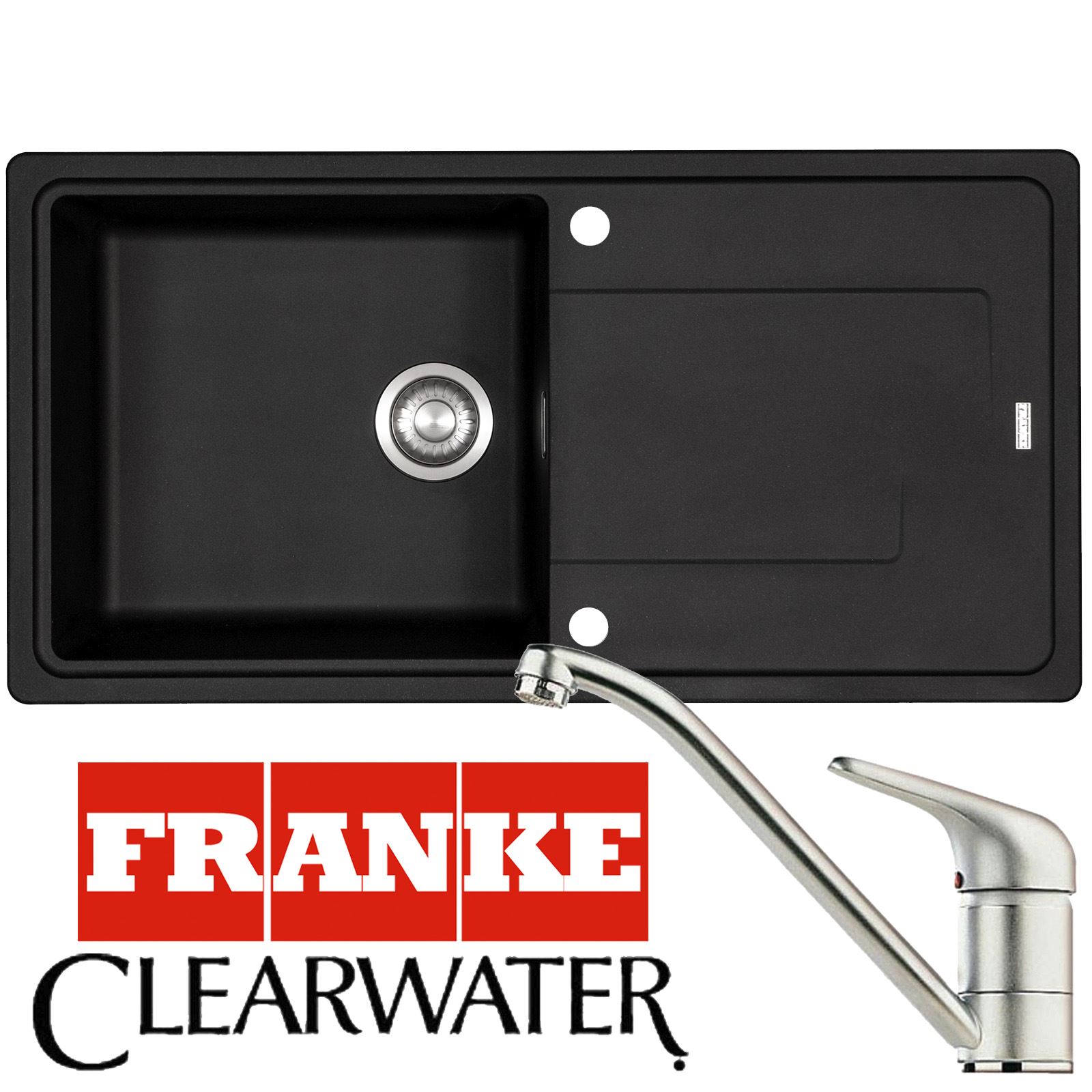 Franke Gemini 1.5 Bowl Stone Grey Kitchen Sink And Clearwater Creta Mixer Tap
