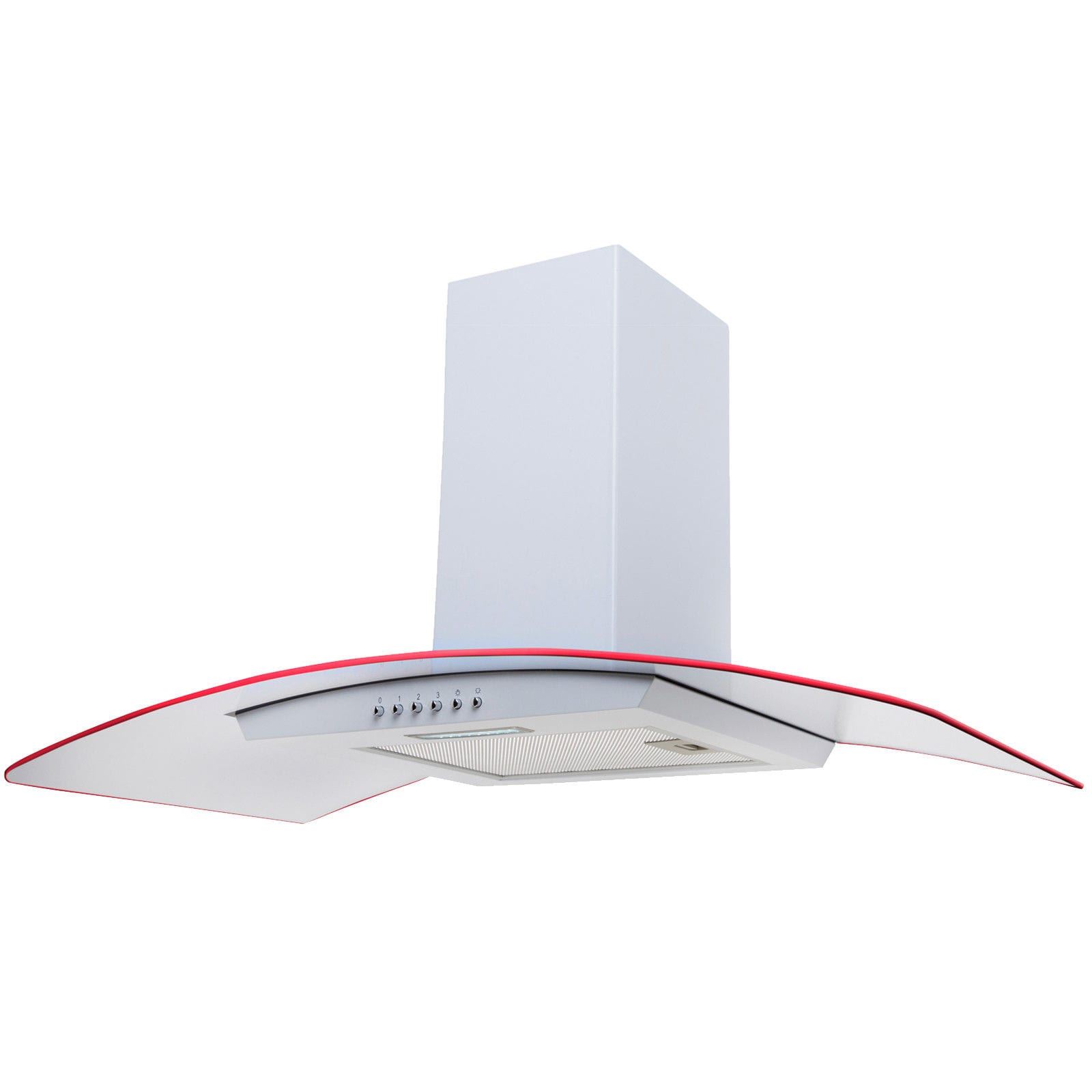 SIA 90cm White 3 Colour LED Edge Lit Curved Glass Cooker Hood Extractor