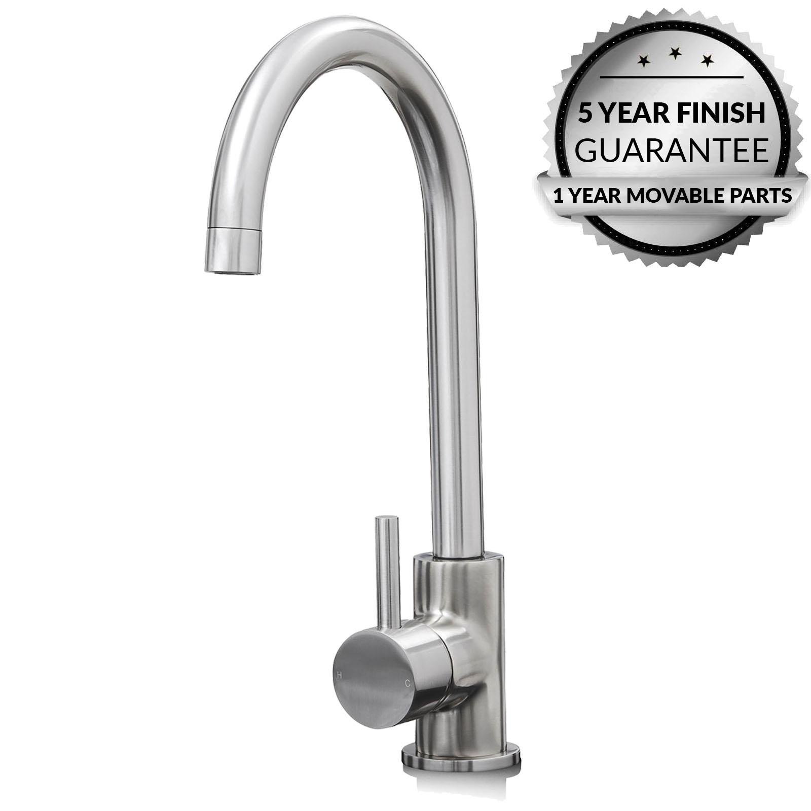 SIA KT6BN Brushed Nickel Swan Neck Single Lever Monobloc Kitchen Mixer