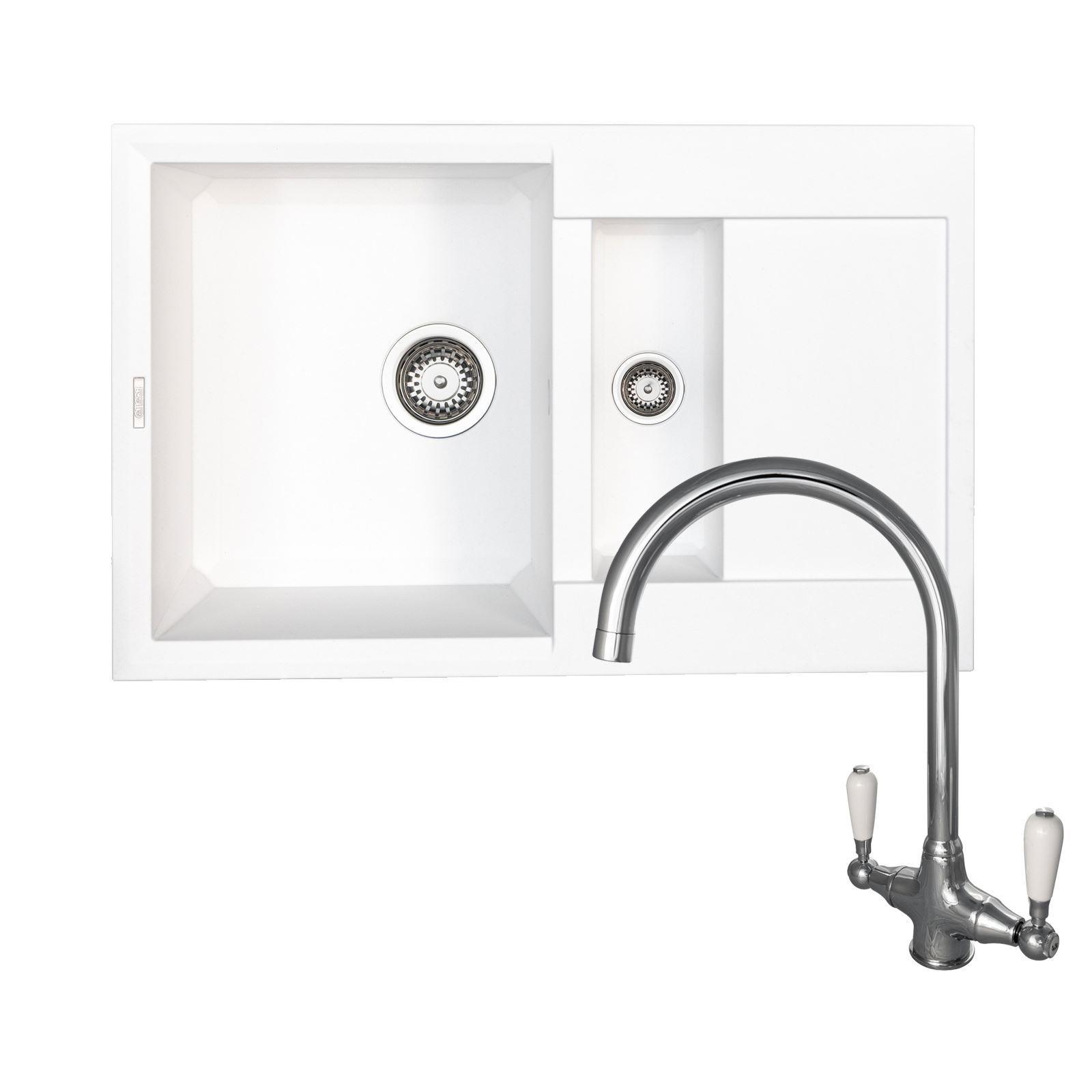 Reginox Easy325 1 5 Bowl White Granite Kitchen Sink Elbe Swan