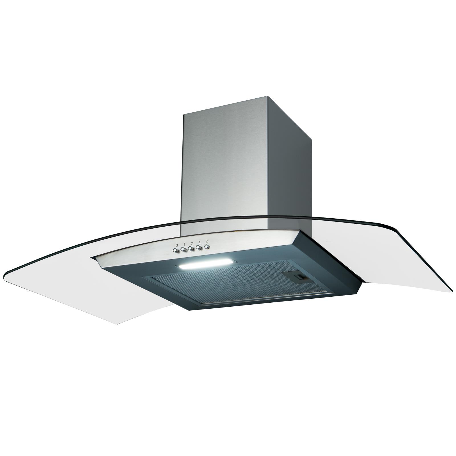 SIA CGH100SS 100cm Stainless Steel Curved Glass Cooker Hood Extractor