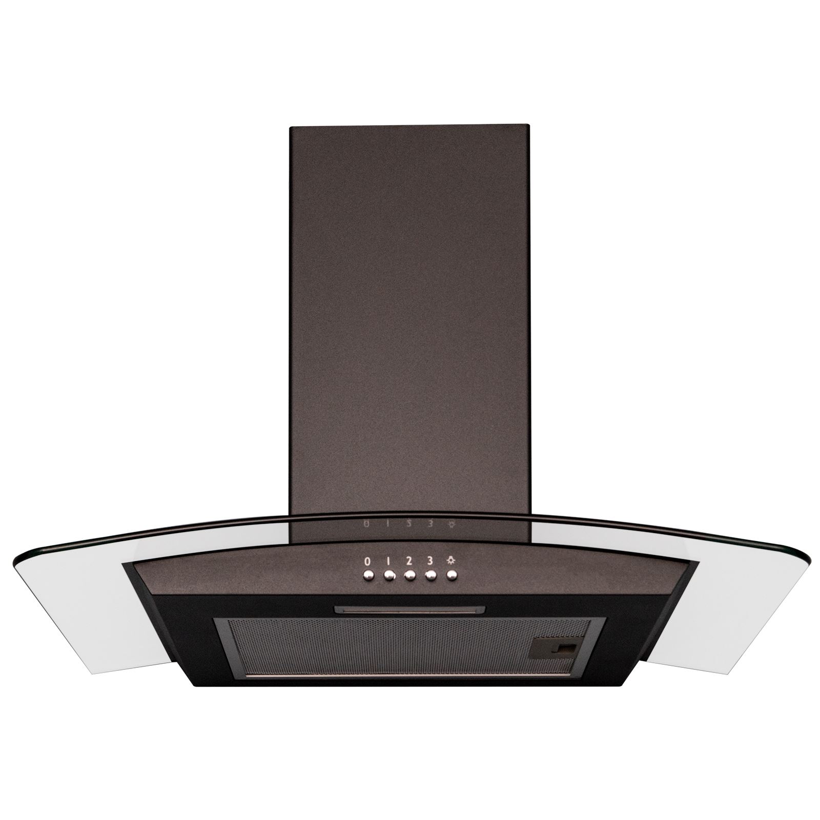 SIA CGH70BL 70cm Curved Glass Black Chimney Cooker Hood & 70cm Glass