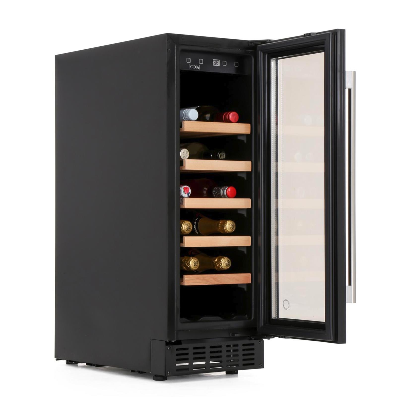 CDA FWC304BL 30cm Black Free Standing Under Counter LED 20 Bottle Wine