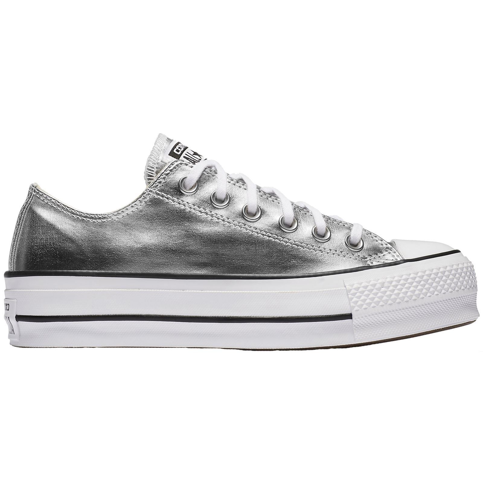 Converse Chuck Taylor All Star Lift Ox Silver White Womens Canvas Trainers | eBay