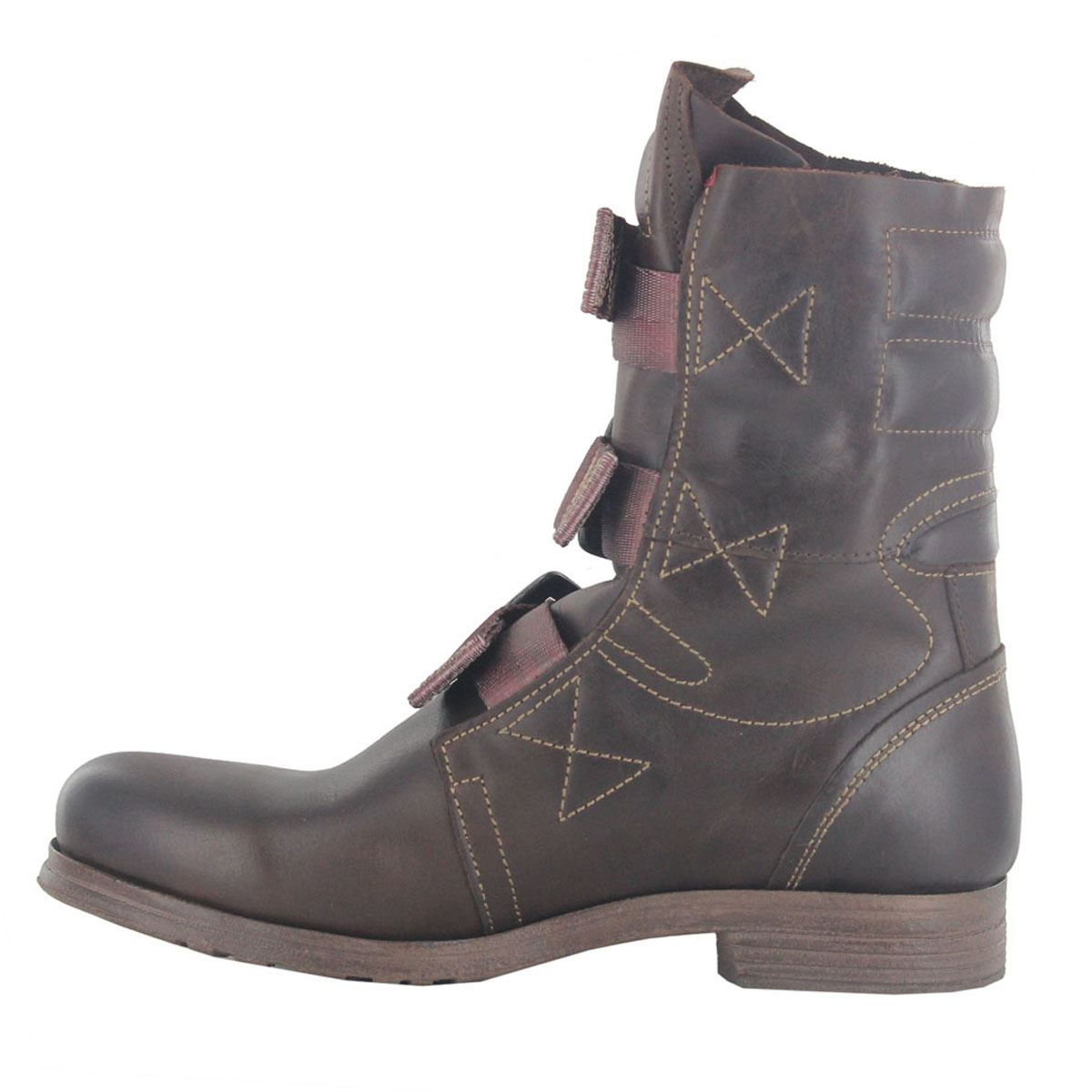 Fly London Stif Leather Low Heel Womens Biker Buckle Army Ladies Ankle