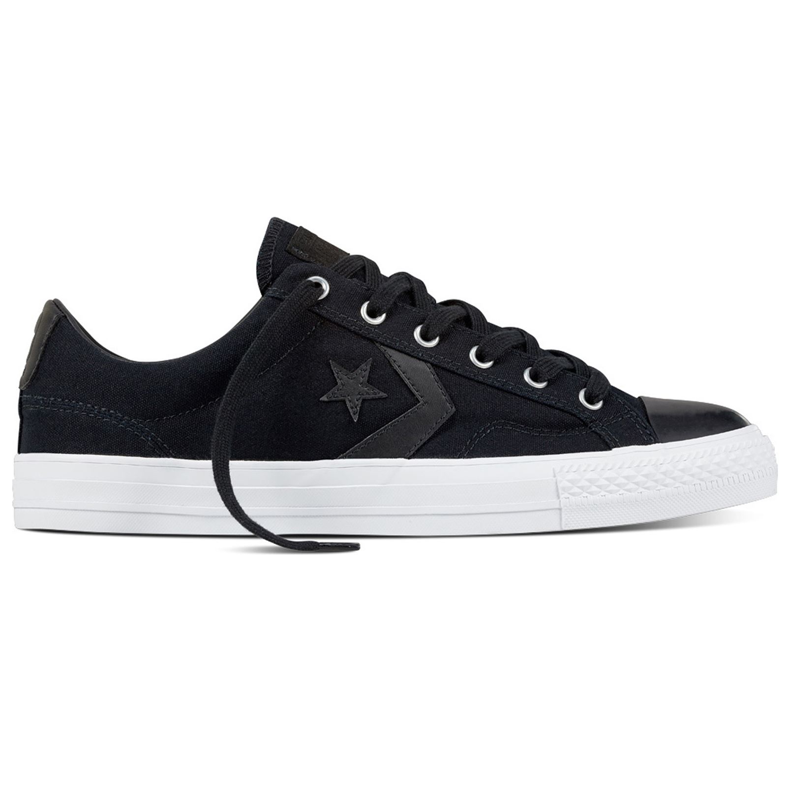 Converse Star Player Ox Black Womens Canvas Low Top Trainers Converse Star Player Ox Black Womens Canvas Low Top Trainers