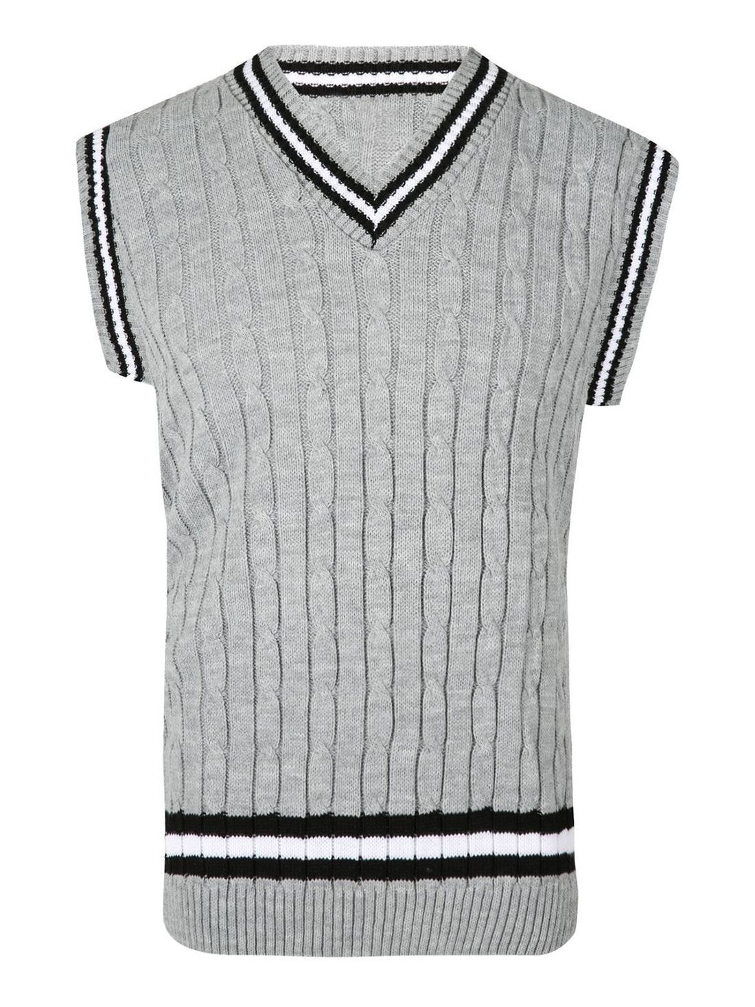 Sleeveless Knitted Plain Cricket Vest Lot Mens Adults V Neck Winter