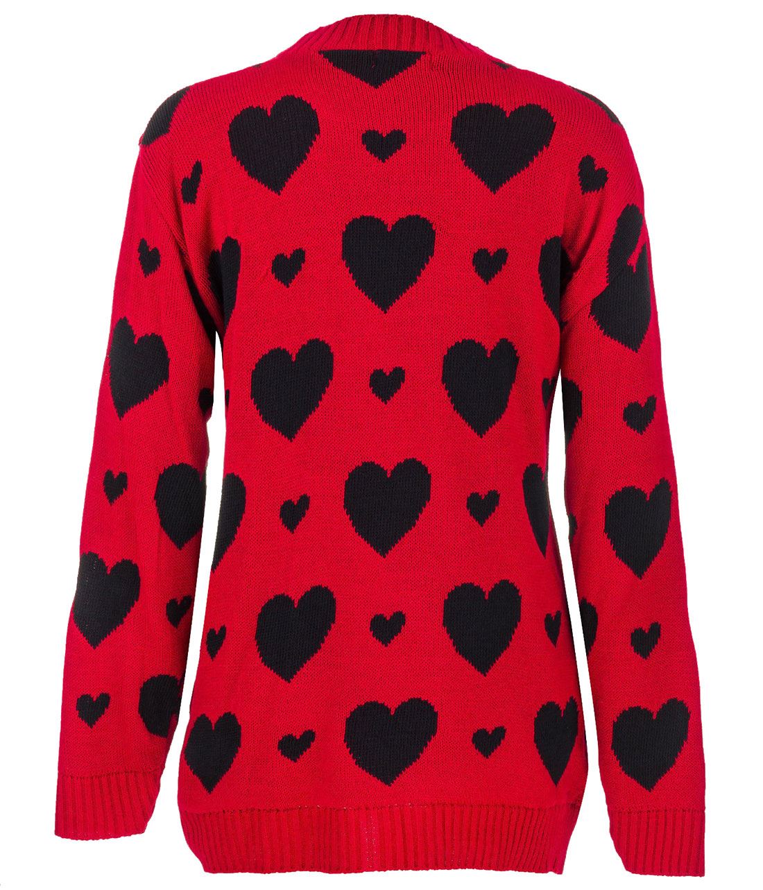 Ladies Long Sleeves Hearts All Over Print Knit Jumper Womens Casual Cardigan Lot