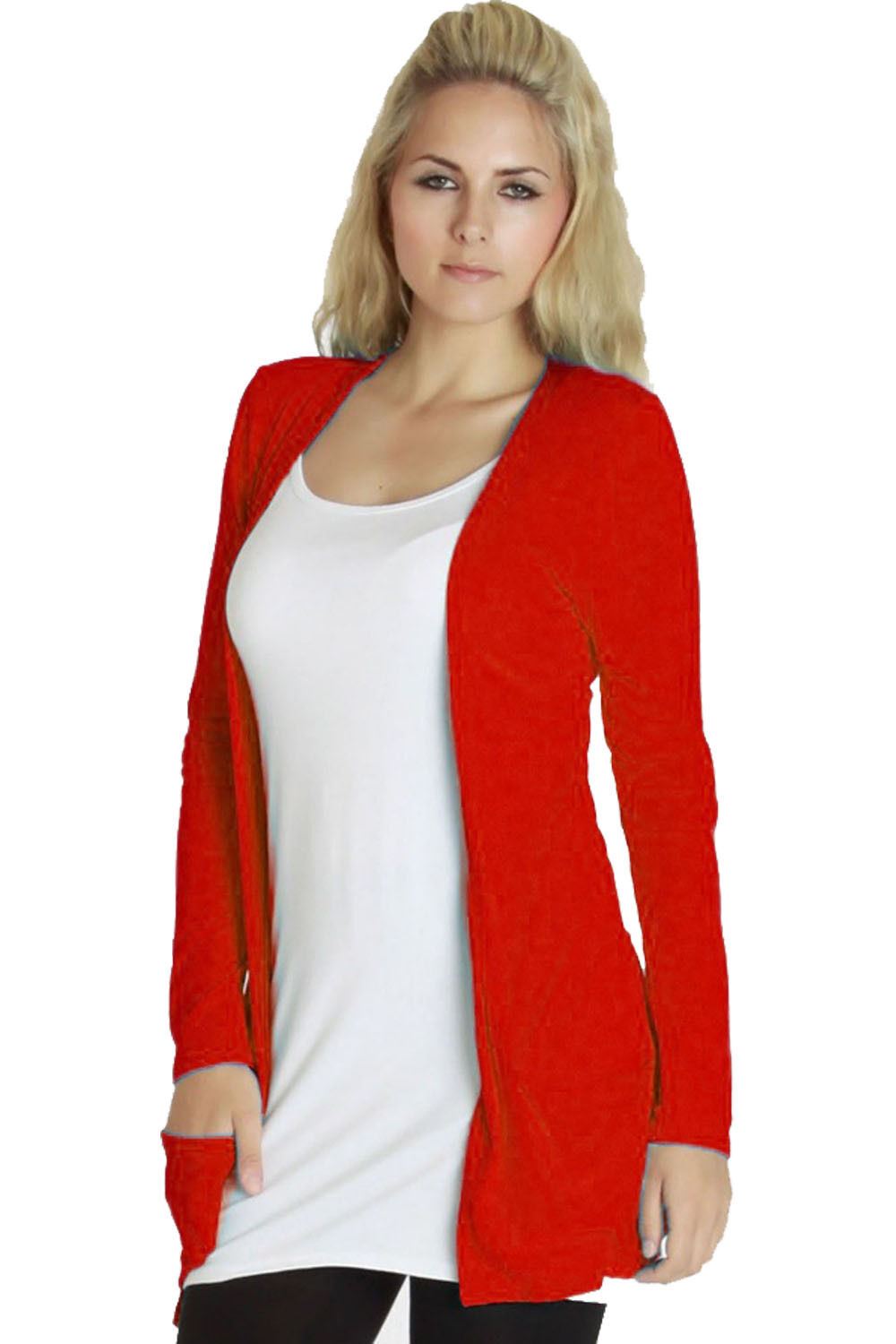 Women Ladies Long Sleeve Boyfriend Cardigan With Pockets Plus Sizes 8