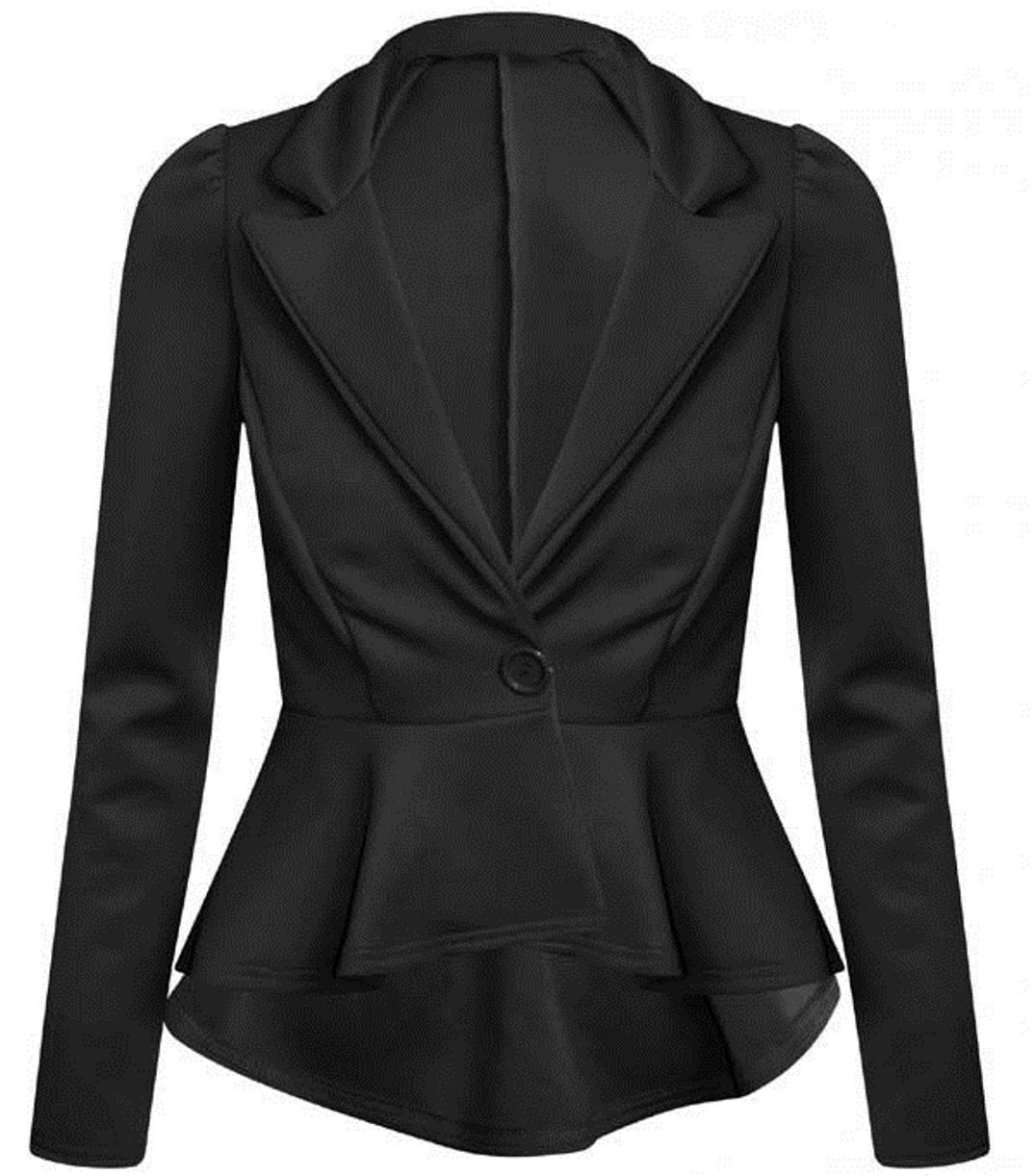 NEW LADIES WOMENS CROP FRILL SHIFT SLIM FIT JACKET PEPLUM BLAZER COAT