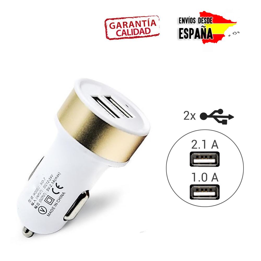 Detalles de Adaptador Cargador coche Carga Rápida Universal 2.1A 1A USB para iPhoneAndroid Detalles de Adaptador Cargador coche Carga Rápida Universal 2.1A 1A USB para iPhoneAndroid