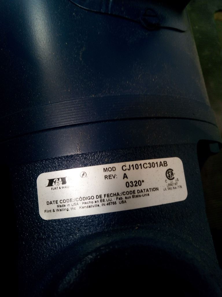 Flint & Walling CJ101C301AB 3 HP 3450 RPM 230v 95 Max PSI Booster Pump