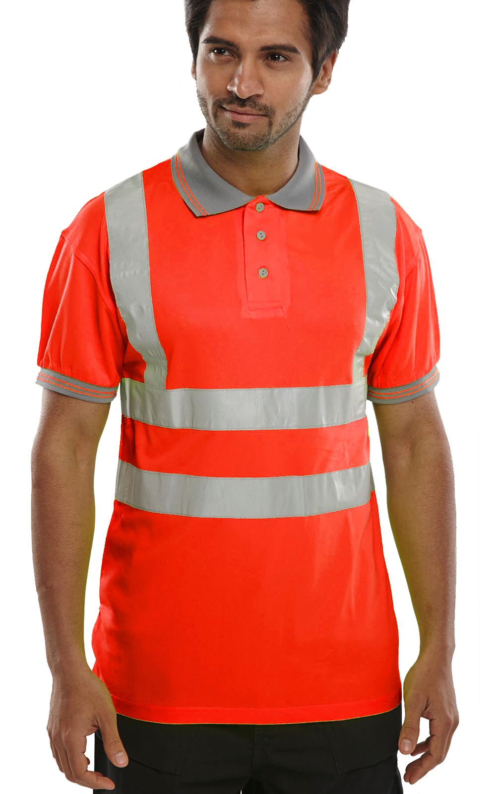 Camiseta Polo Hi Vis Viz Alta Visibilidad Manga Corta y Larga Seguridad Trabajo Top - Imagen 6 de 9
