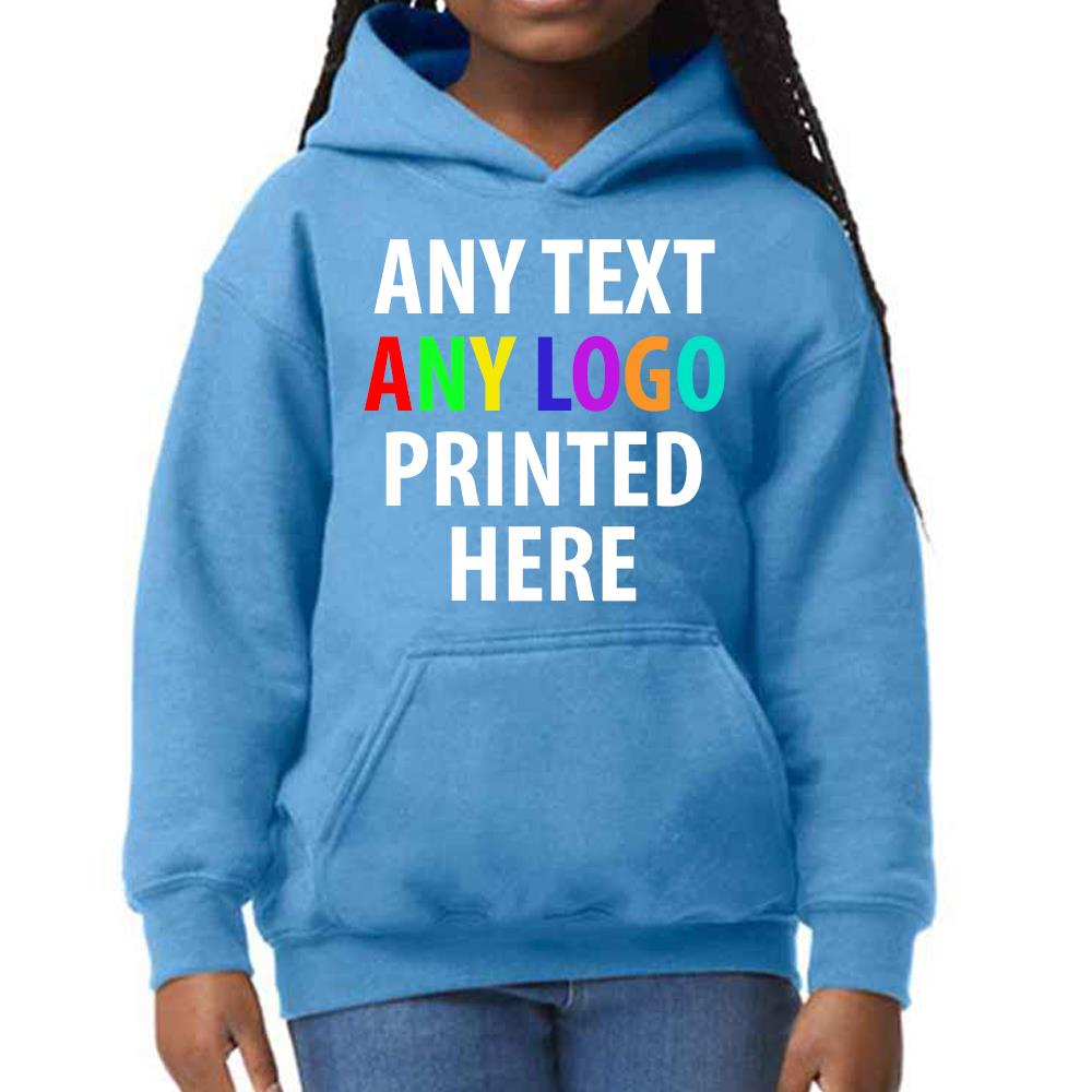 Personalised Kids Hoodie Custom Printed Children Hooded Gildan Sweatshirt Top - Picture 13 of 58