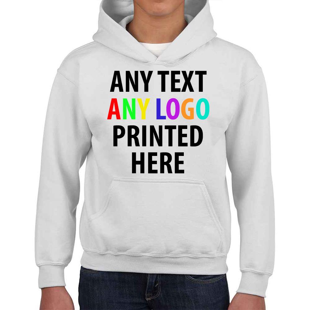 Personalised Kids Hoodie Custom Printed Children Hooded Gildan Sweatshirt Top - Picture 58 of 58