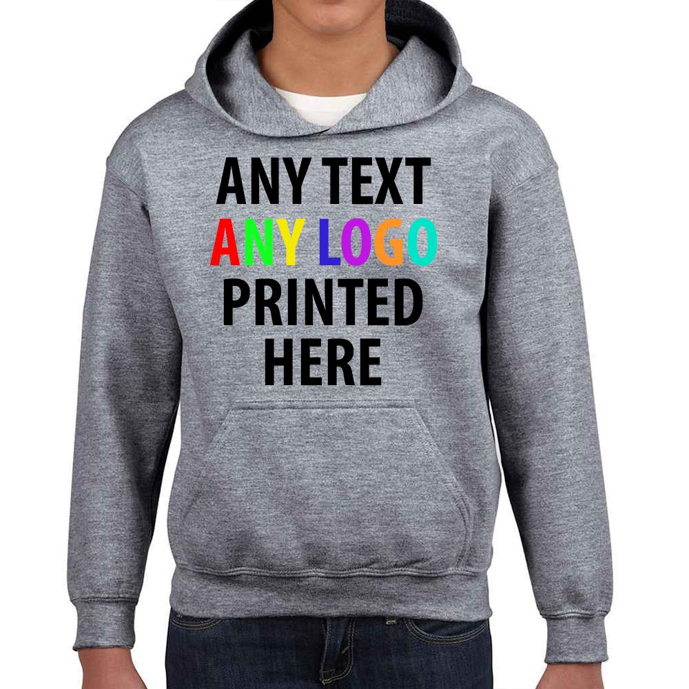 Personalised Kids Hoodie Custom Printed Children Hooded Gildan Sweatshirt Top - Picture 25 of 58