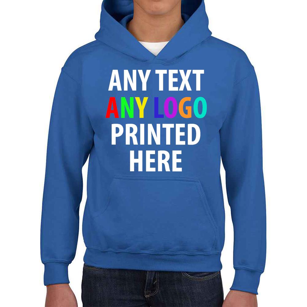 Personalised Kids Hoodie Custom Printed Children Hooded Gildan Sweatshirt Top - Picture 52 of 58
