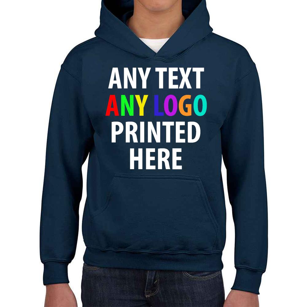Personalised Kids Hoodie Custom Printed Children Hooded Gildan Sweatshirt Top - Picture 40 of 58