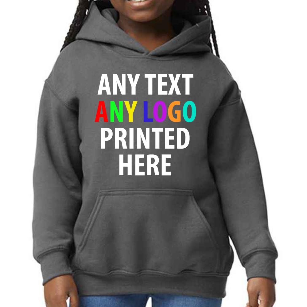 Personalised Kids Hoodie Custom Printed Children Hooded Gildan Sweatshirt Top - Picture 16 of 58