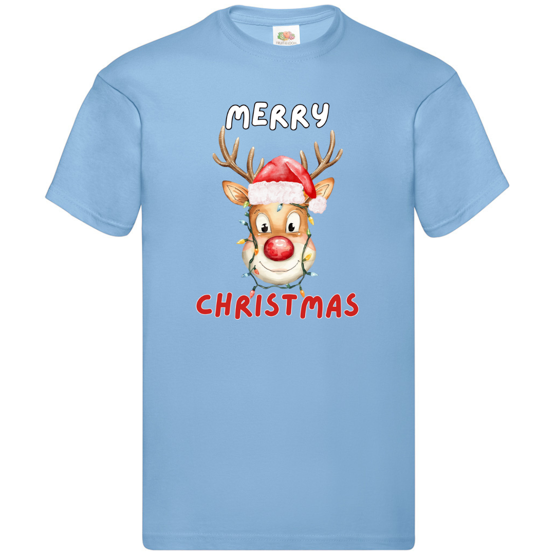 Merry Christmas Reindeer T-Shirt Funny Family Xmas Boys Girls Kids Tee Top - Picture 10 of 10