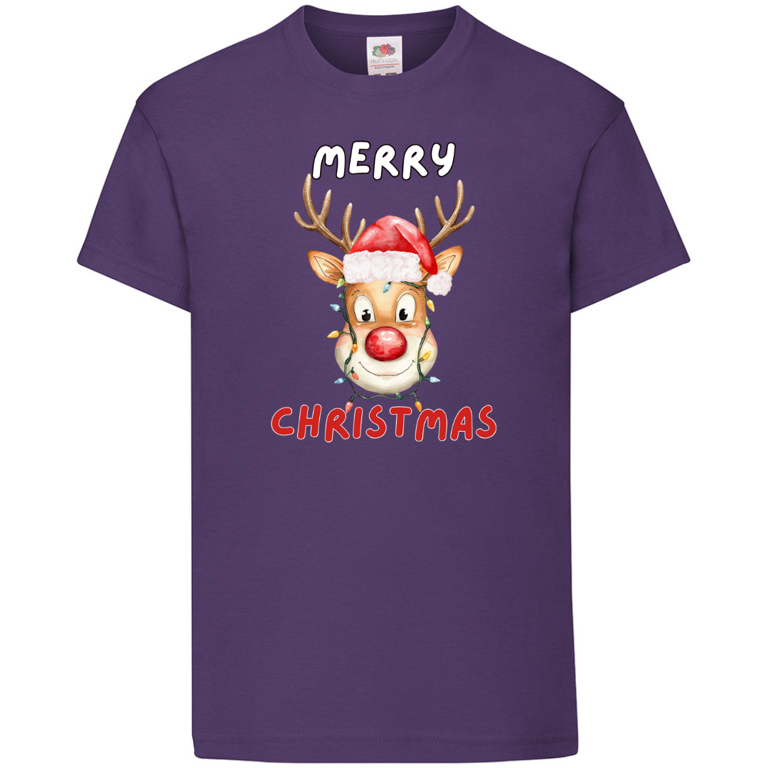 Merry Christmas Reindeer T-Shirt Funny Family Xmas Boys Girls Kids Tee Top - Picture 7 of 10