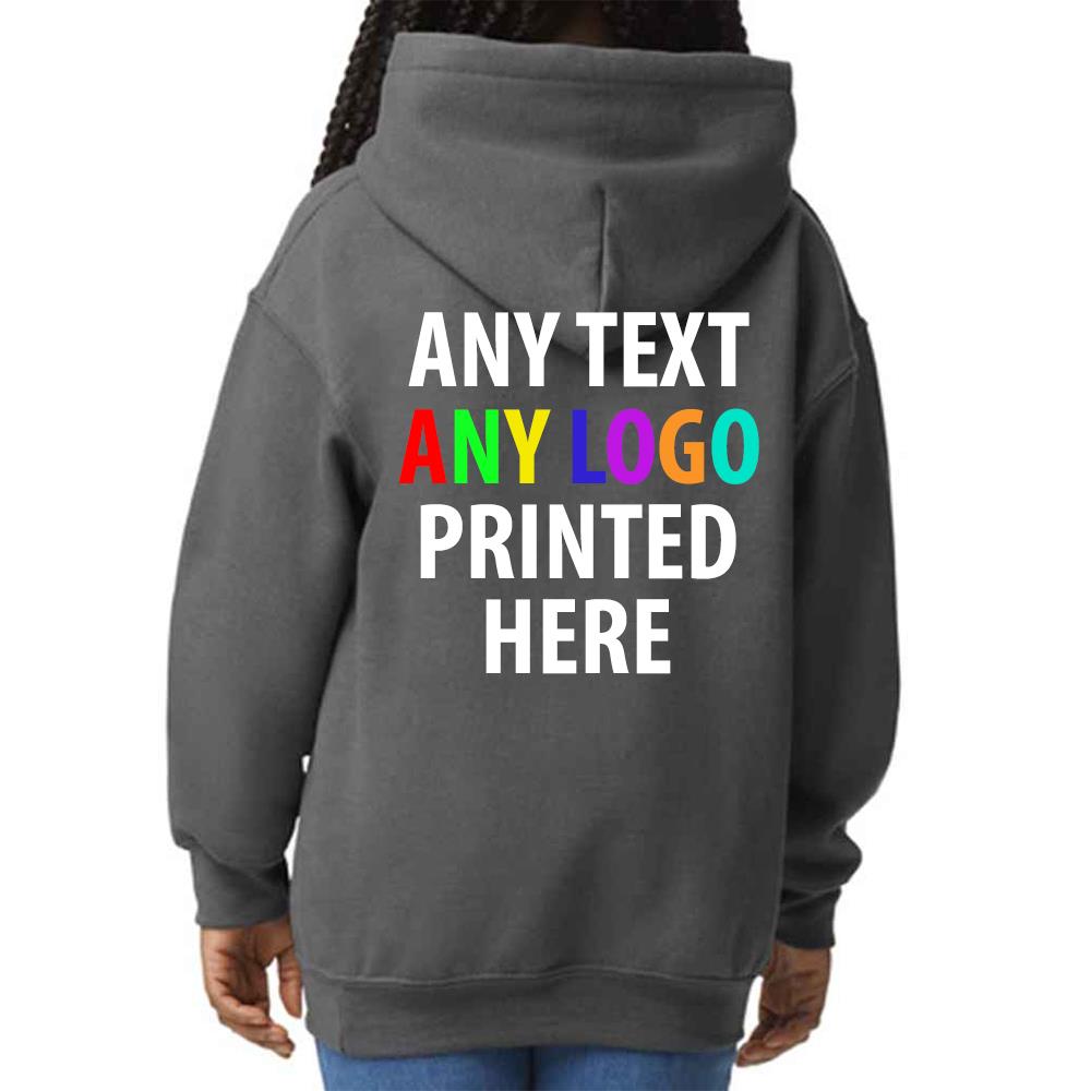 Personalised Kids Hoodie Custom Printed Children Hooded Gildan Sweatshirt Top - Picture 15 of 58
