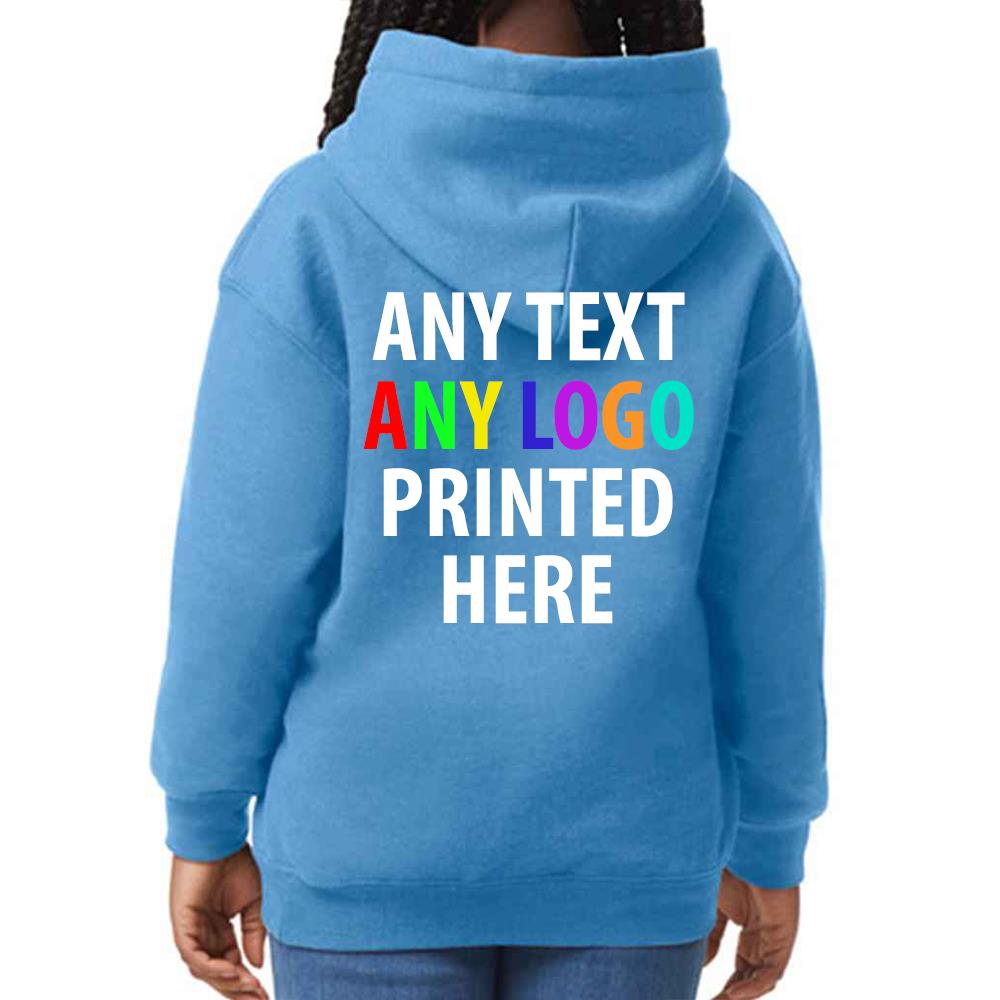 Personalised Kids Hoodie Custom Printed Children Hooded Gildan Sweatshirt Top - Picture 12 of 58