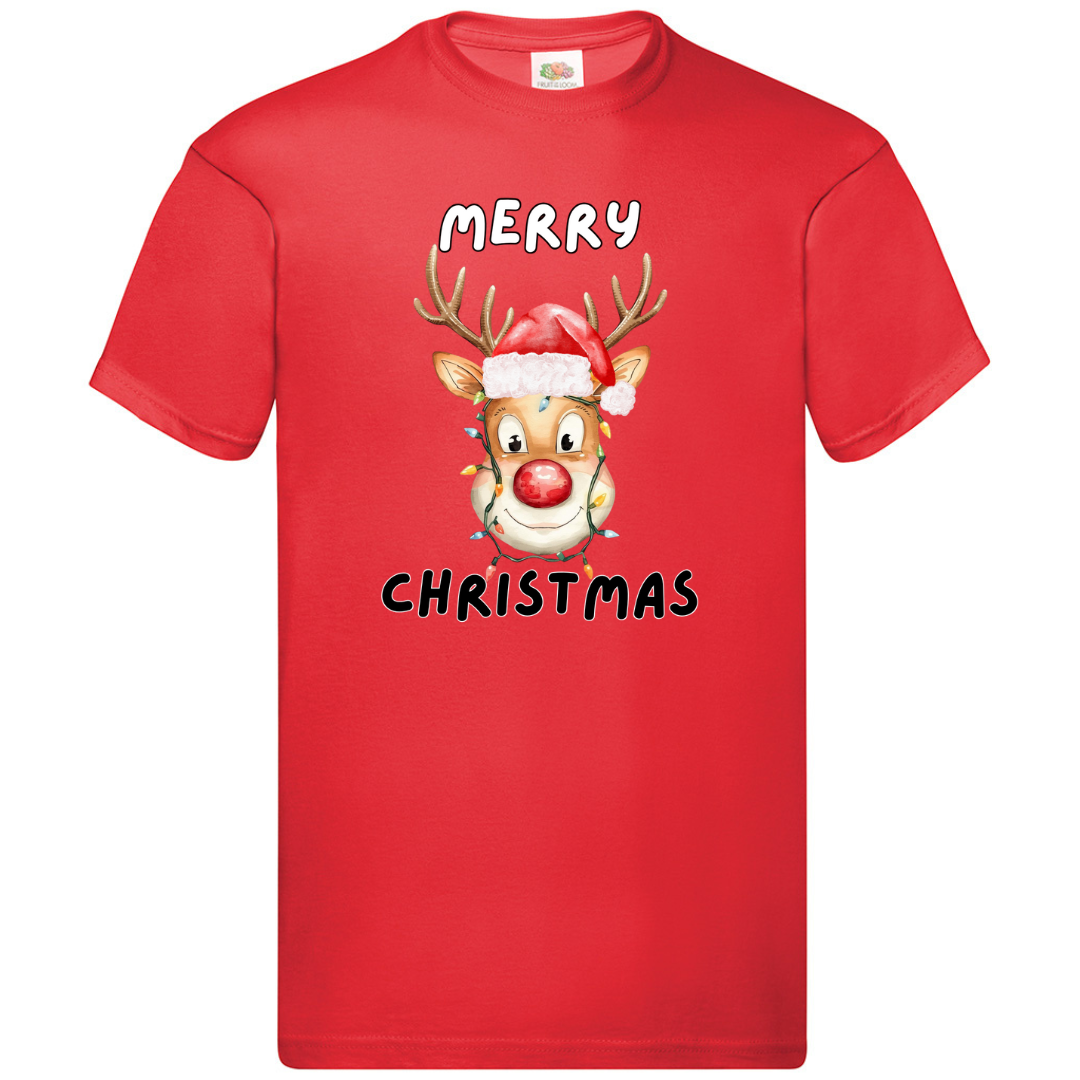 Merry Christmas Reindeer T-Shirt Funny Family Xmas Boys Girls Kids Tee Top - Picture 8 of 10