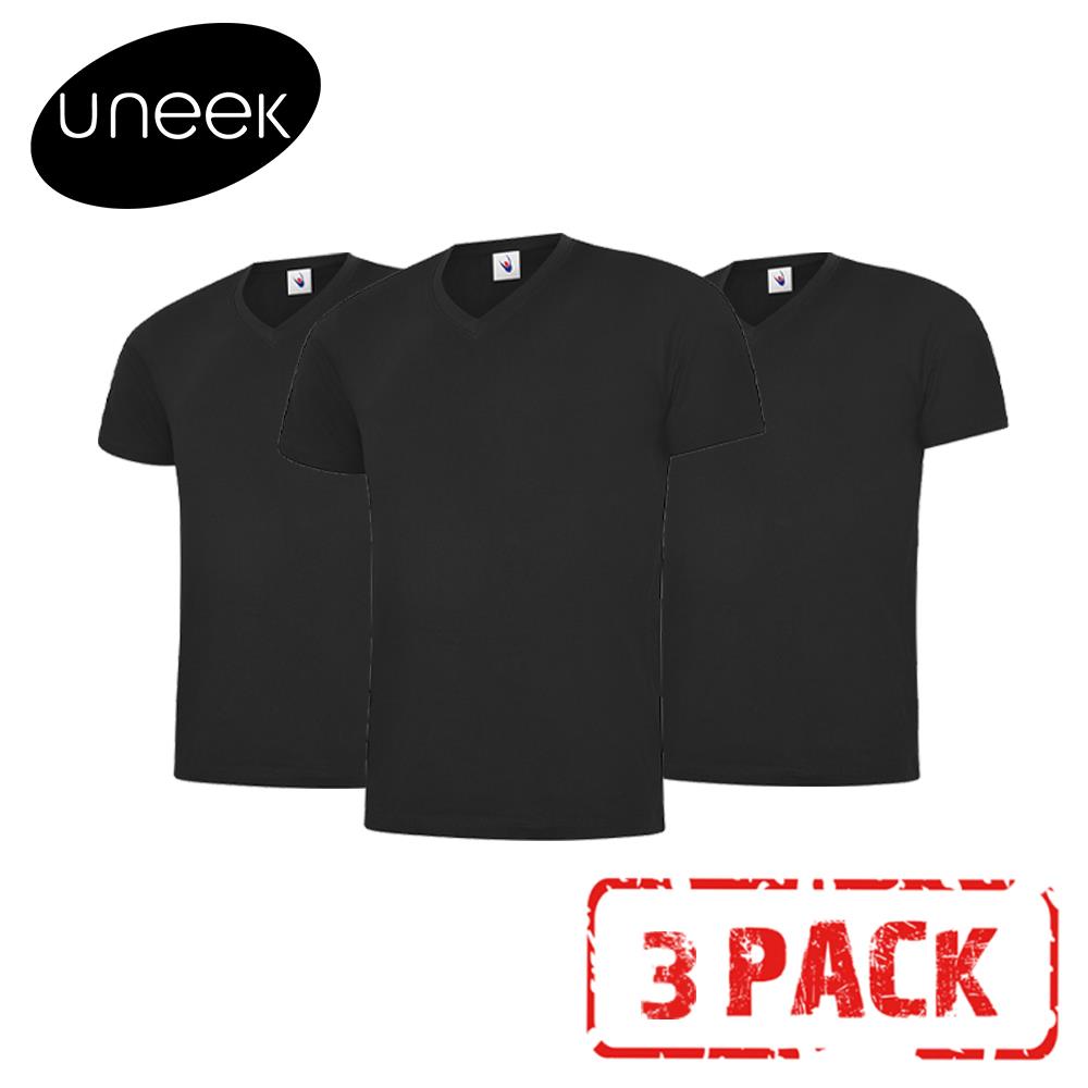 3 PACK UNEEK Classic V-Neck T Shirt Mens Plain Cotton Short Sleeve Tee UC317 - Picture 6 of 9