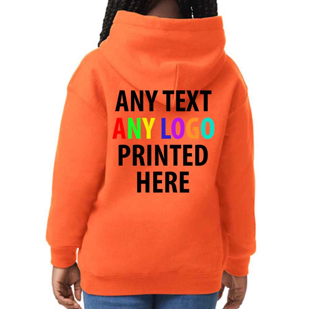 Personalised Kids Hoodie Custom Printed Children Hooded Gildan Sweatshirt Top - Picture 42 of 58