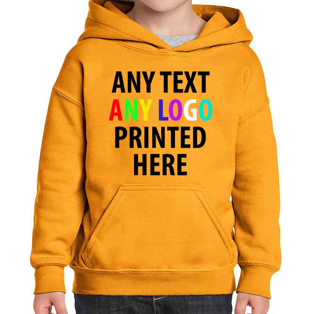 Personalised Kids Hoodie Custom Printed Children Hooded Gildan Sweatshirt Top - Picture 22 of 58